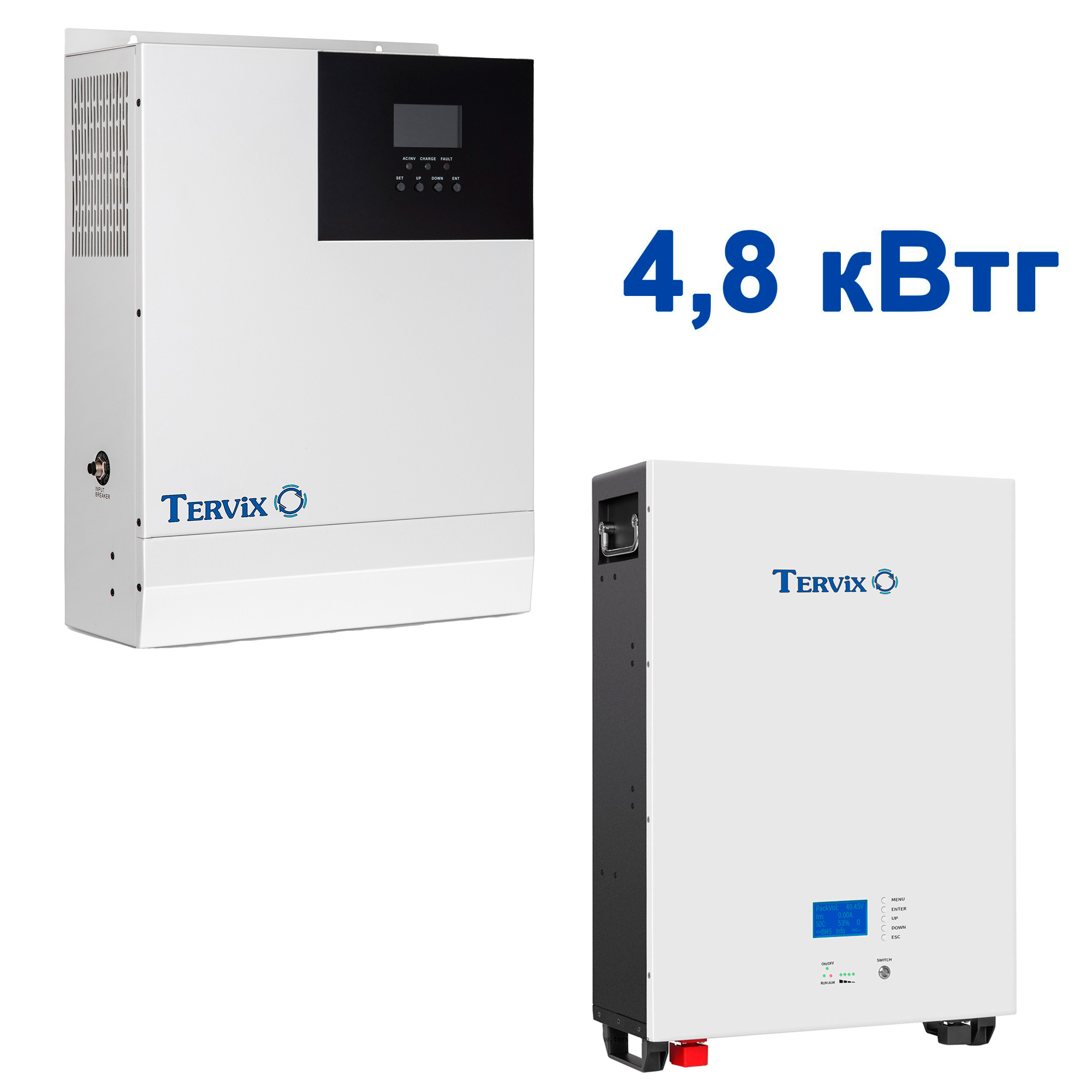 Характеристики система автономного питания Tervix BANKA 4,8 кВтч - инвертор 5кВ + аккумулятор 48В 100 Ач, 693210