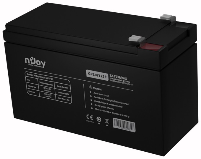 Акумулятор njoy GPL07122F 12V-7Ah (BTVACGUOBTC2FCN01B) ціна 619.00 грн - фотографія 2