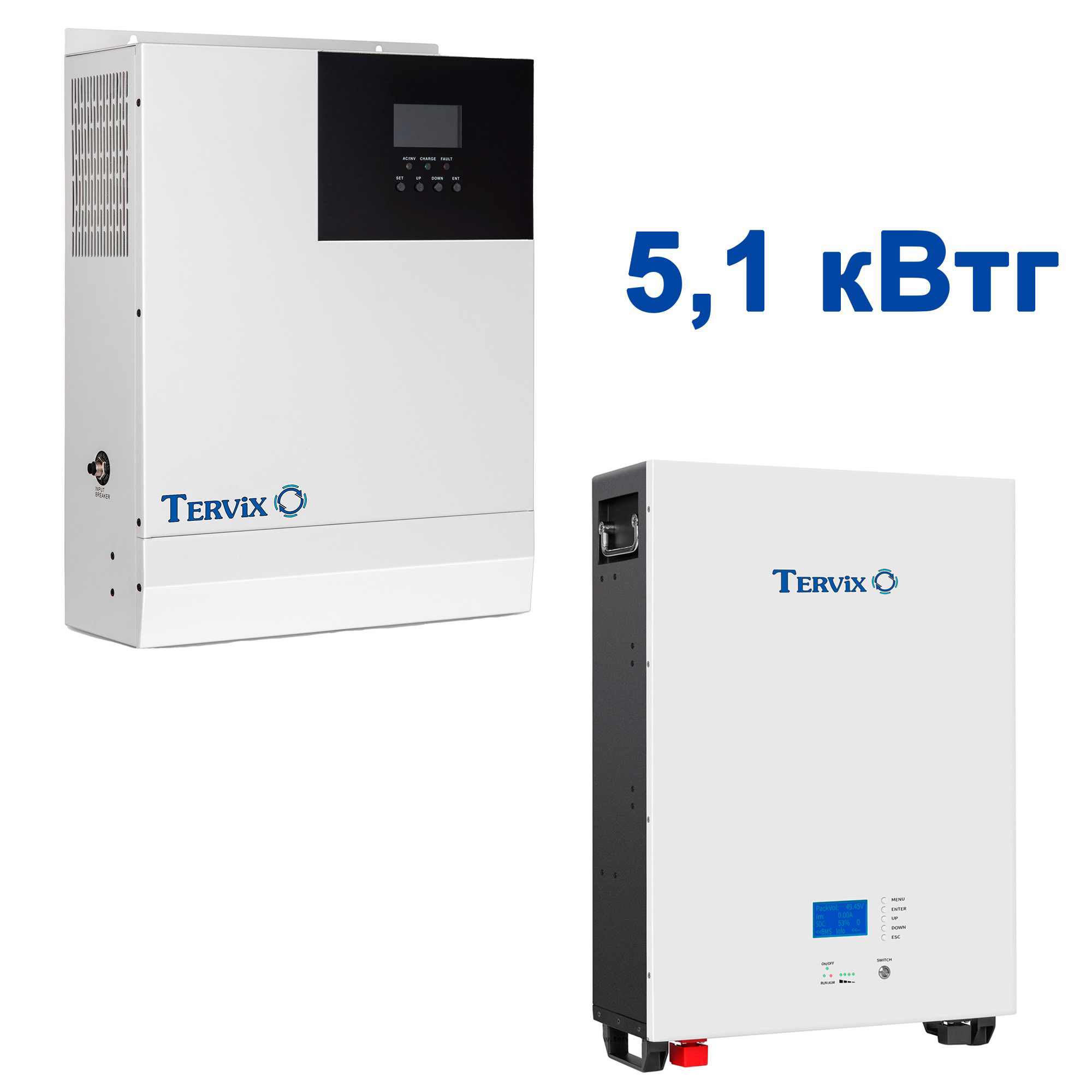 Отзывы система автономного питания Tervix BANKA 5,1 кВтч - инвертор 5кВт + аккумулятор 51,2В 100 Ач, 693610