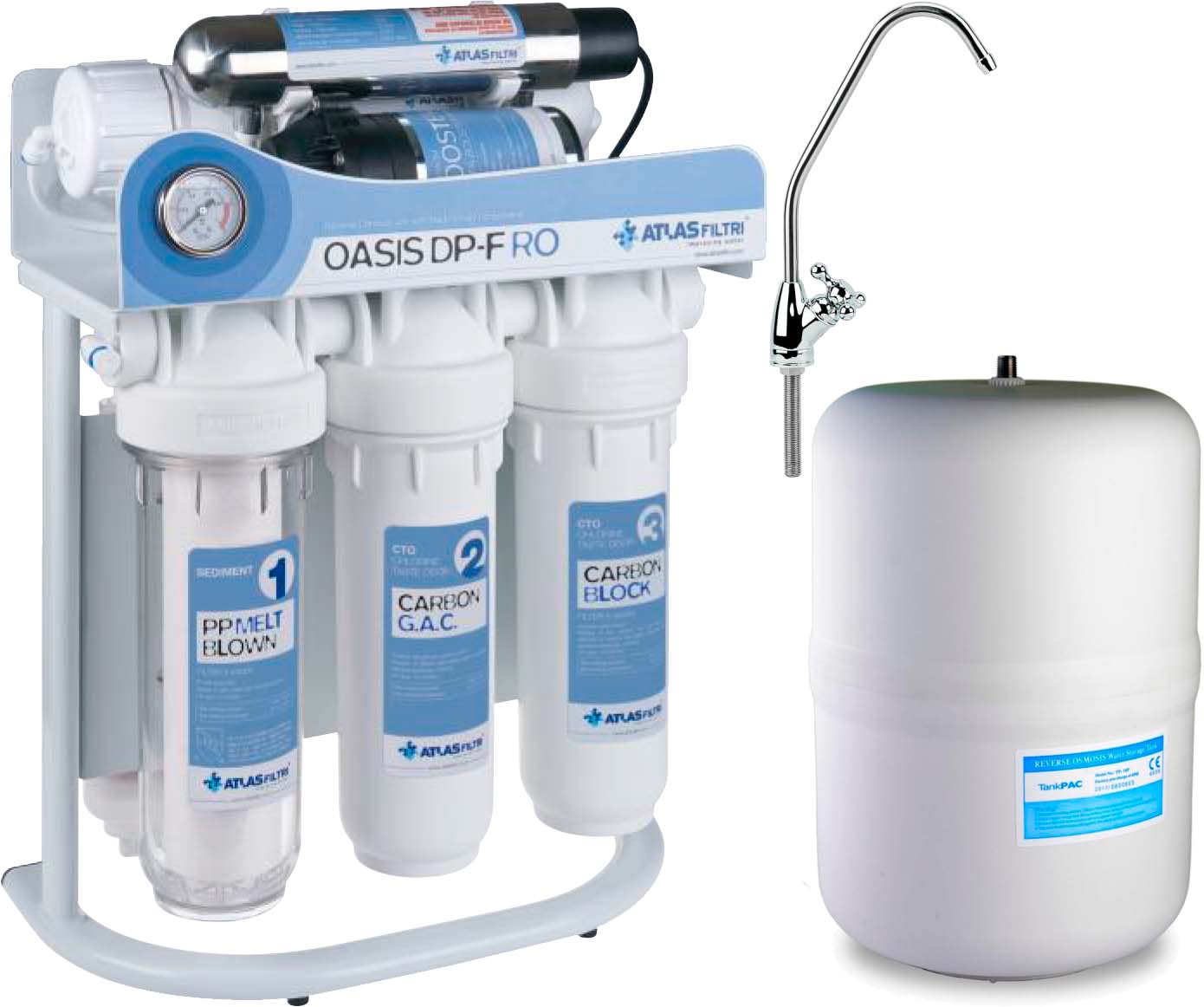 Фильтр Atlas Filtri для воды Atlas Filtri Oasis DP-F PUMP-UV (УФ-лампа, насос, минерализатор) с каркасом RE6075360