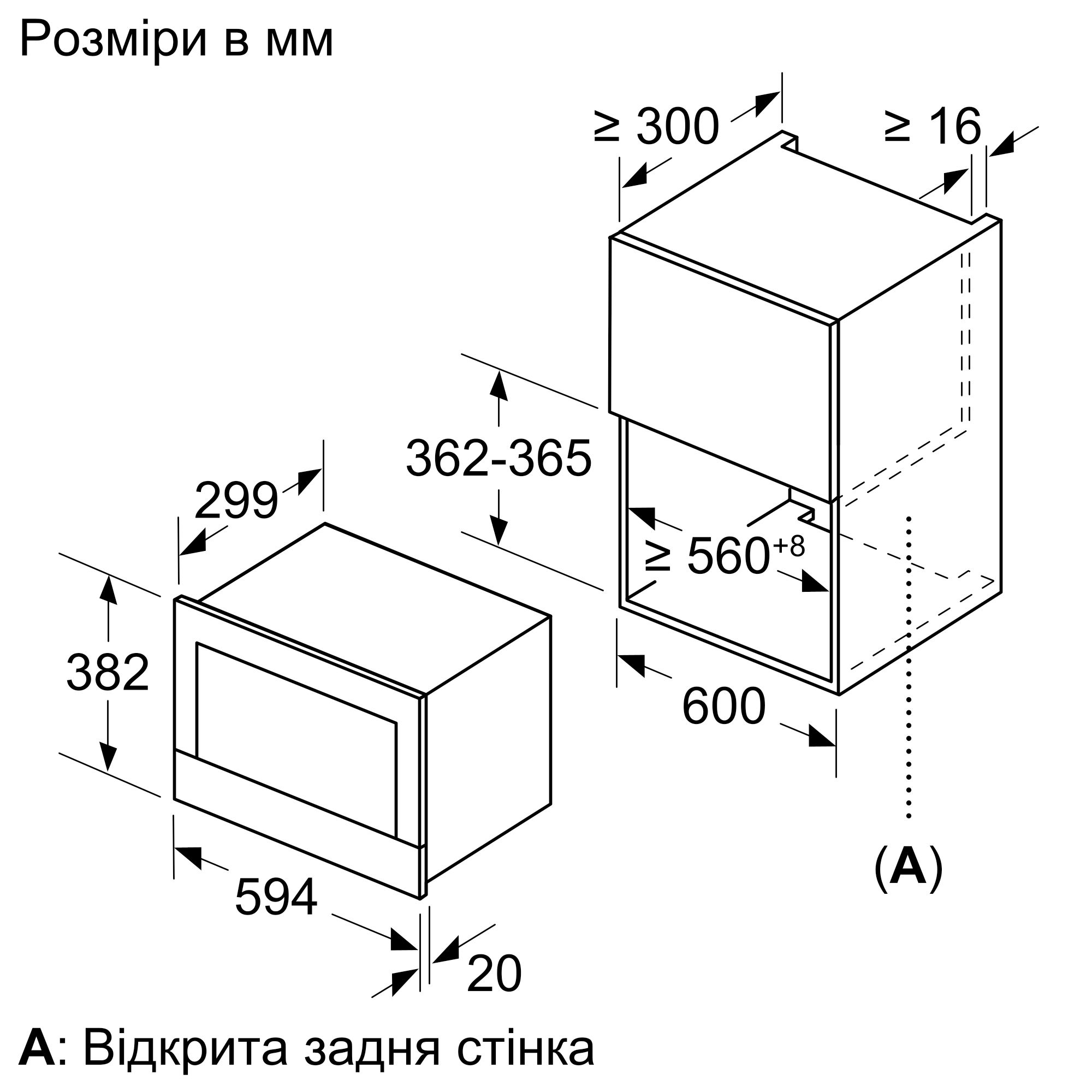 Bosch BFR634GS1 Габаритні розміри