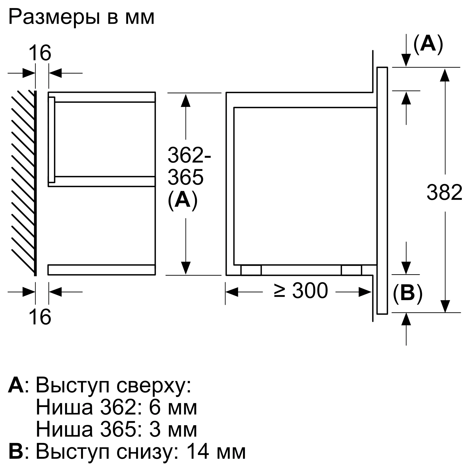 Siemens BF634LGW1 Габаритные размеры