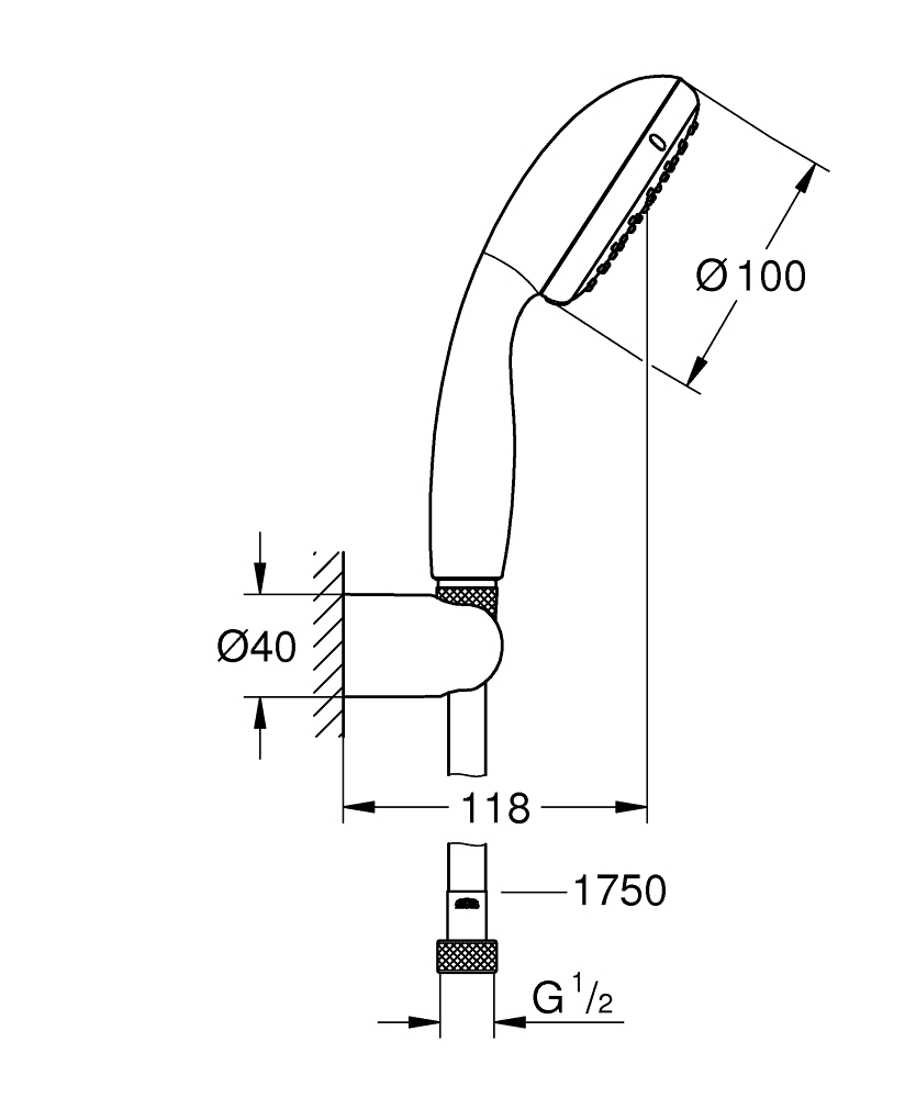 Grohe QuickFix Vitalio Start 100  27944000 Габаритные размеры