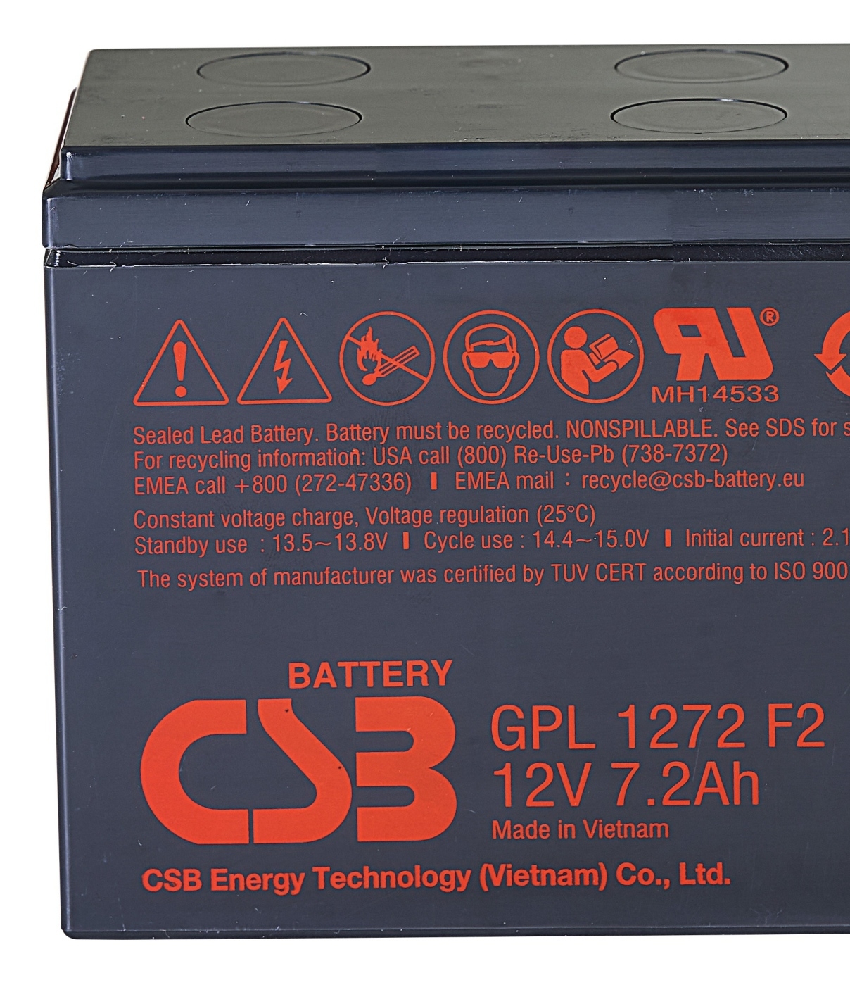 Акумуляторна батарея CSB 12V 7.2 Ah (GPL1272F2) ціна 1227.60 грн - фотографія 2