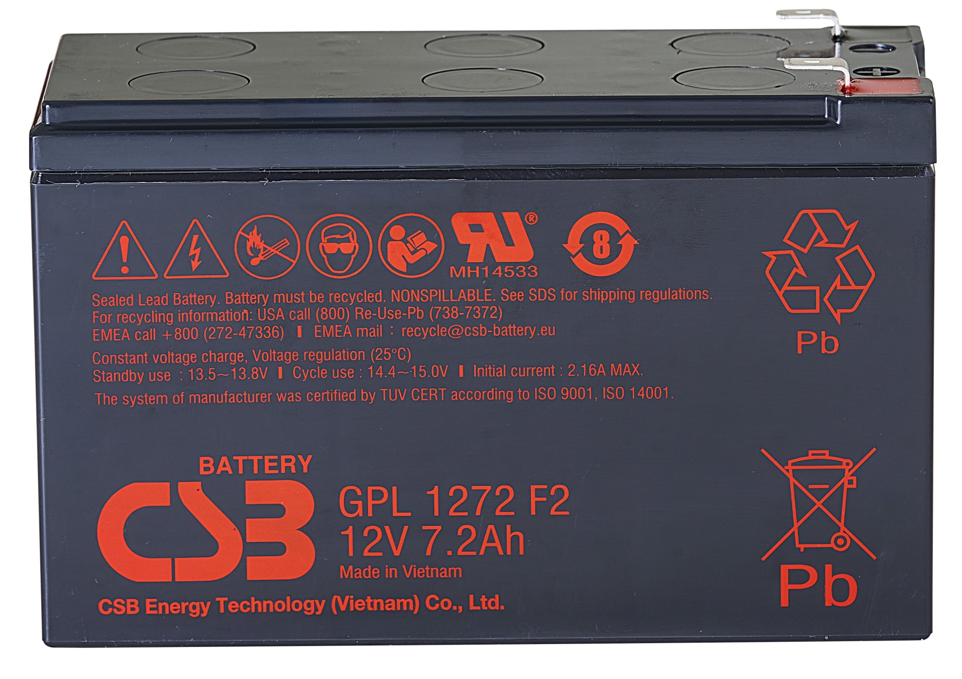 Акумуляторна батарея CSB 12V 7.2 Ah (GPL1272F2) в інтернет-магазині, головне фото