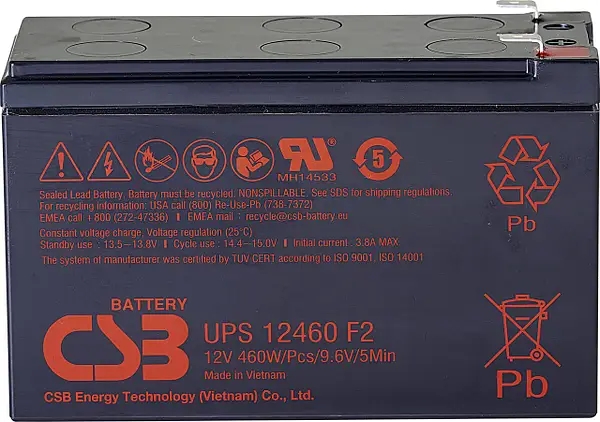 Аккумулятор свинцово-кислотный CSB 12V 9 Ah (UPS12460)