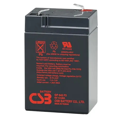 Аккумуляторная батарея CSB 6V 4.5 Ah (GP645)