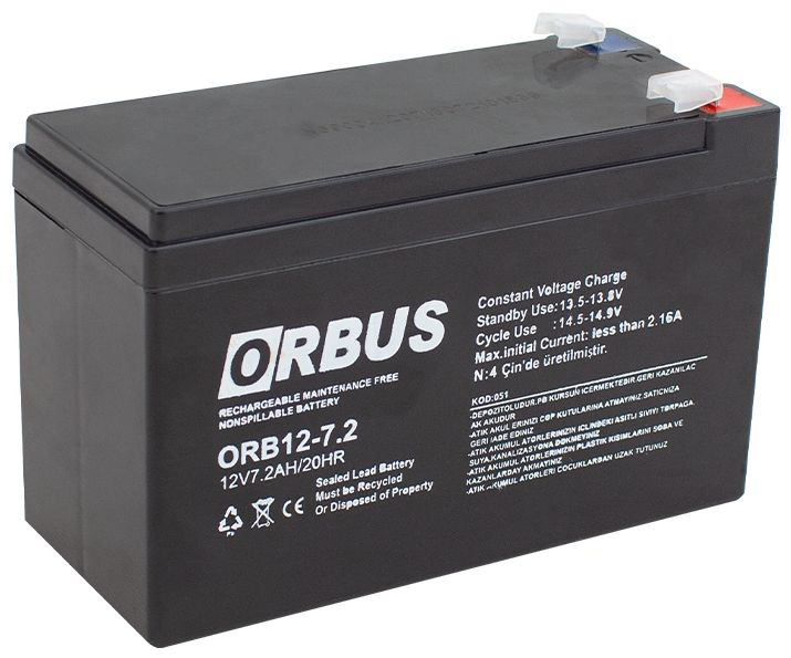 Характеристики аккумуляторная батарея Orbus ORB1272 AGM 12V 7.2Ah (ORB1272)