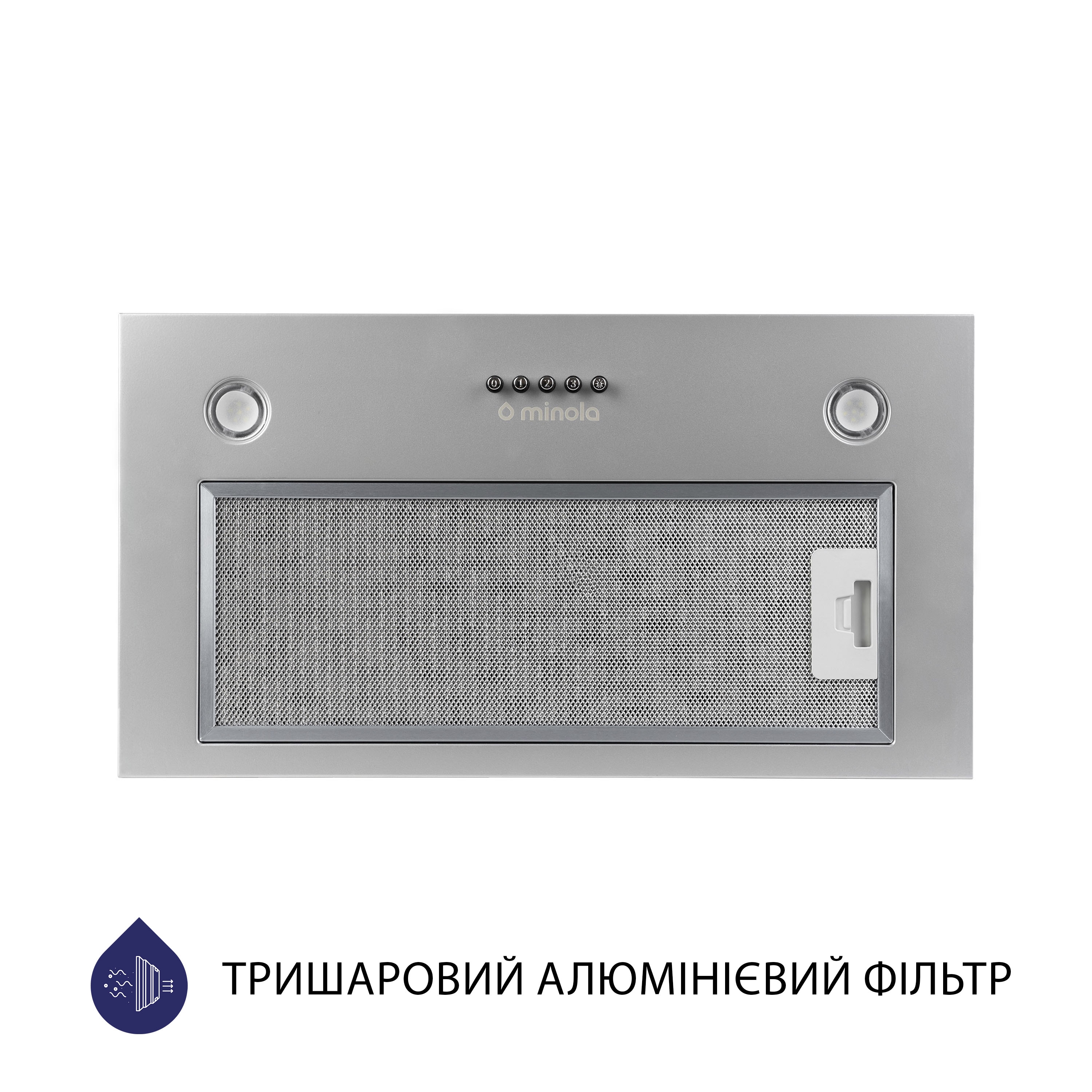 Витяжка кухонна повновбудована Minola HBI 5227 GR 700 LED ціна 2599 грн - фотографія 2