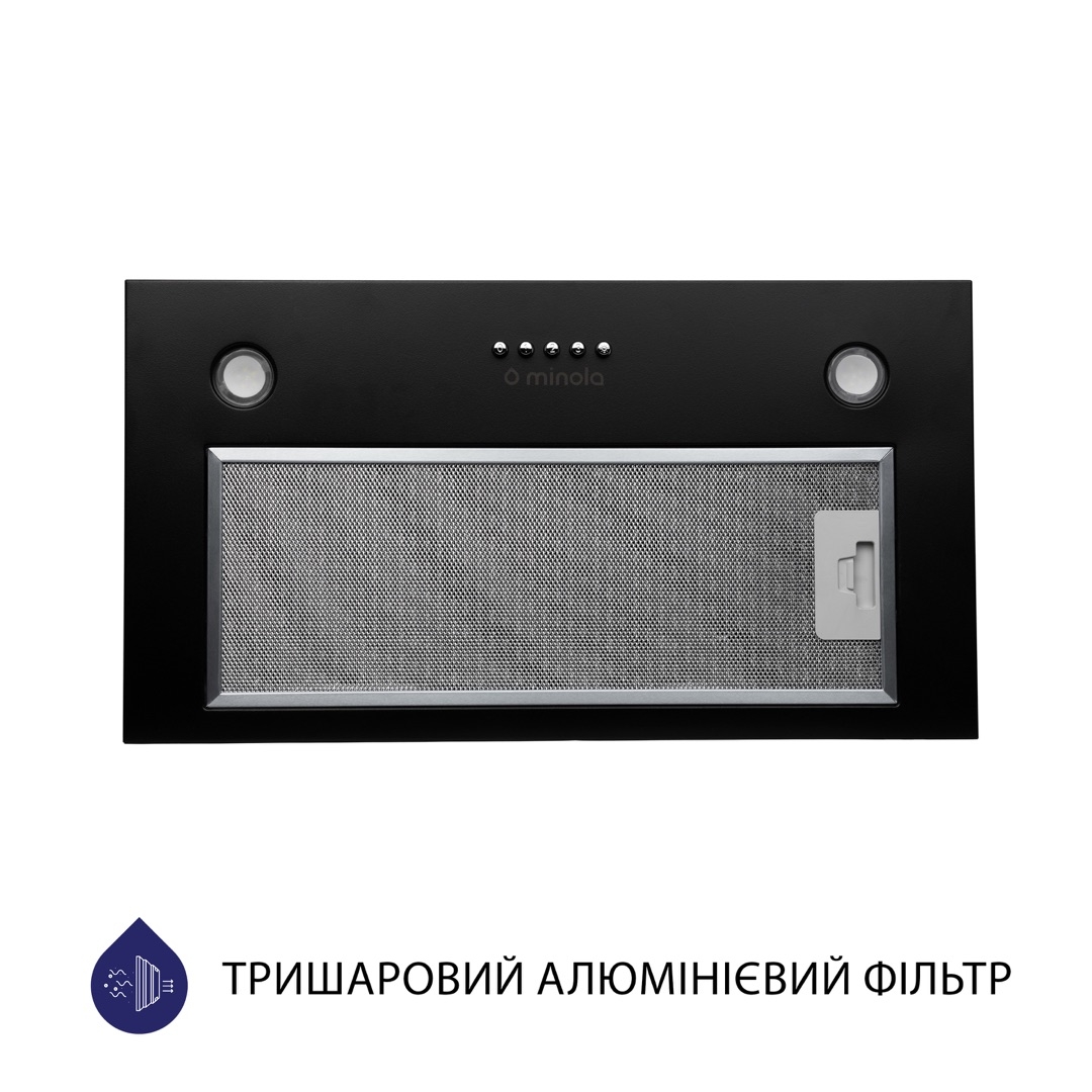 Витяжка кухонная полновстраиваемая Minola HBI 5327 BL 800 LED цена 3199.00 грн - фотография 2