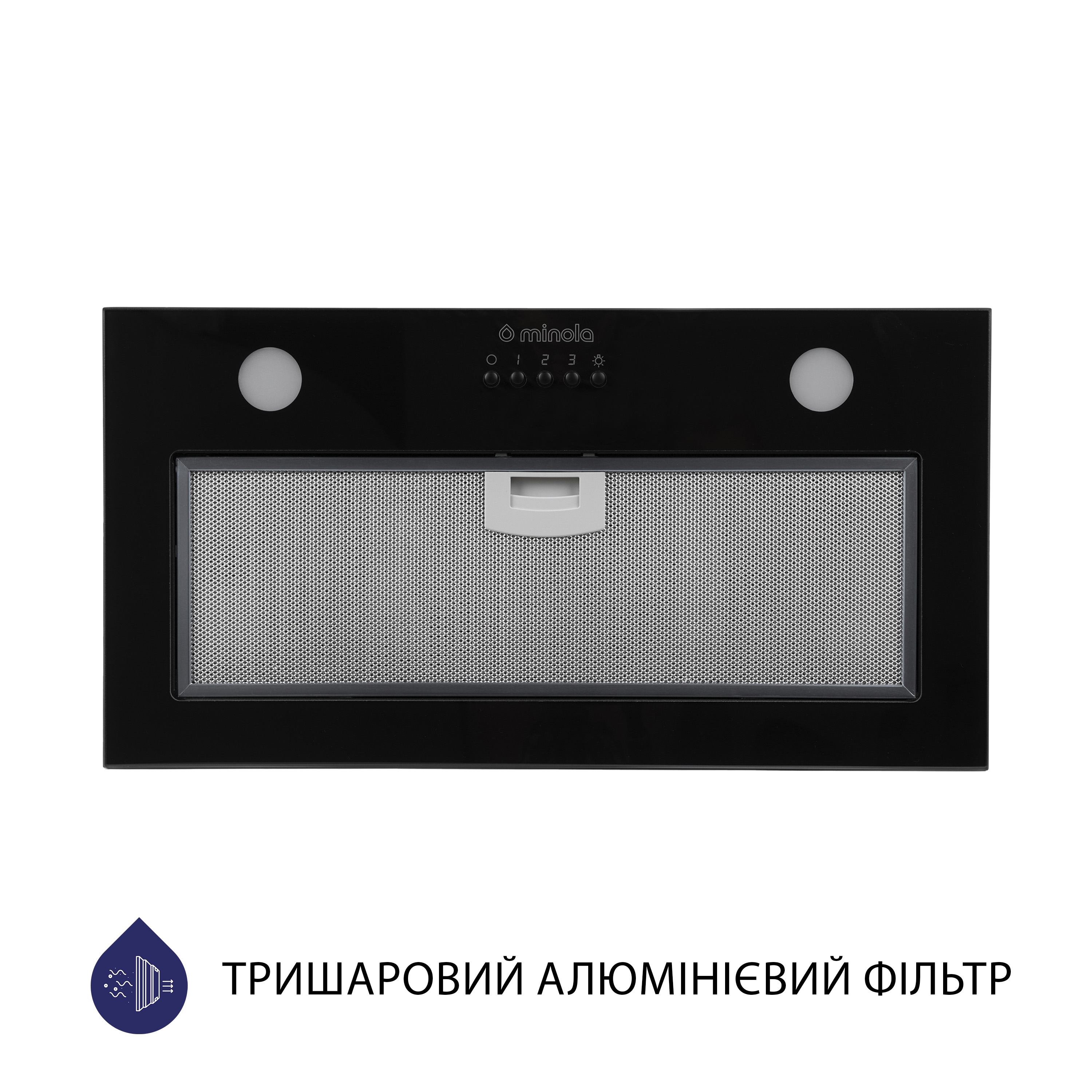 Витяжка кухонна повновбудована Minola HBI 52621 BL GLASS 700 LED ціна 4599 грн - фотографія 2