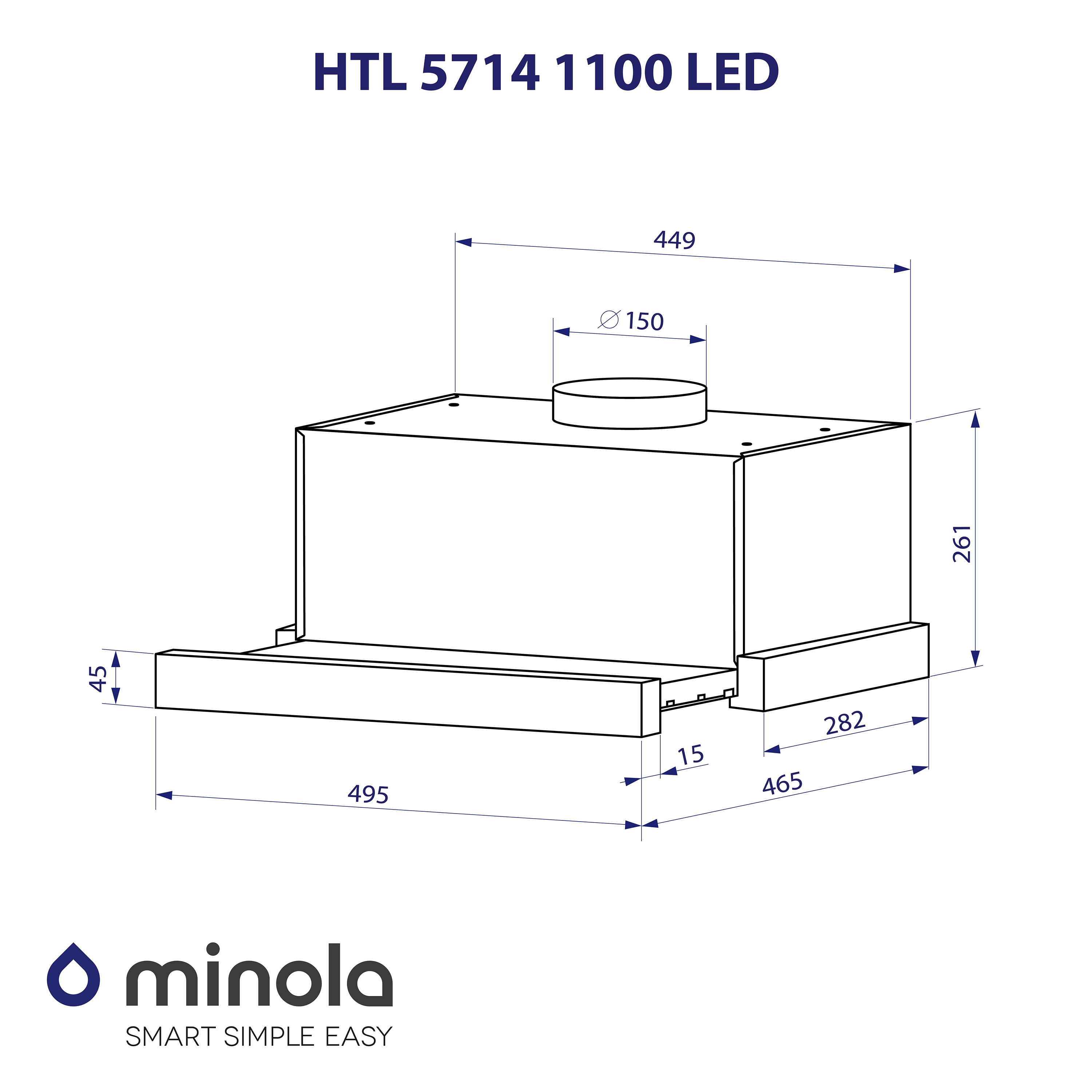 Minola HTL 5714 BL 1100 LED Габаритні розміри