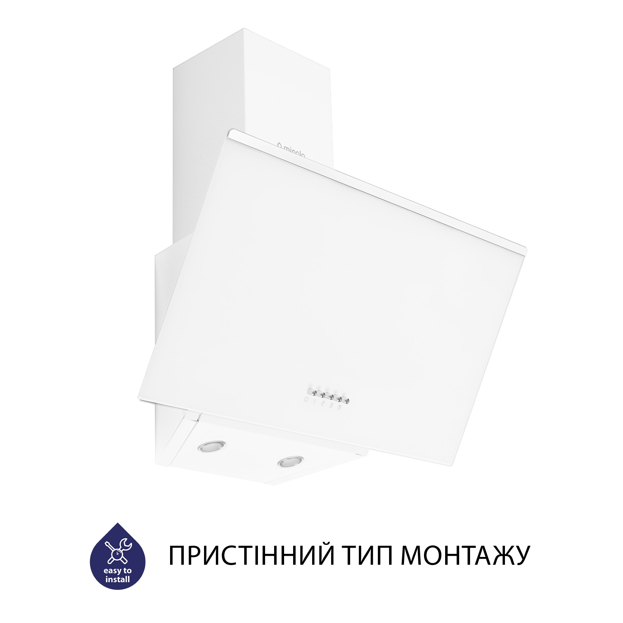 Витяжка кухонна декоративна похила Minola HDN 6222 WH/INOX 700 LED ціна 3849 грн - фотографія 2