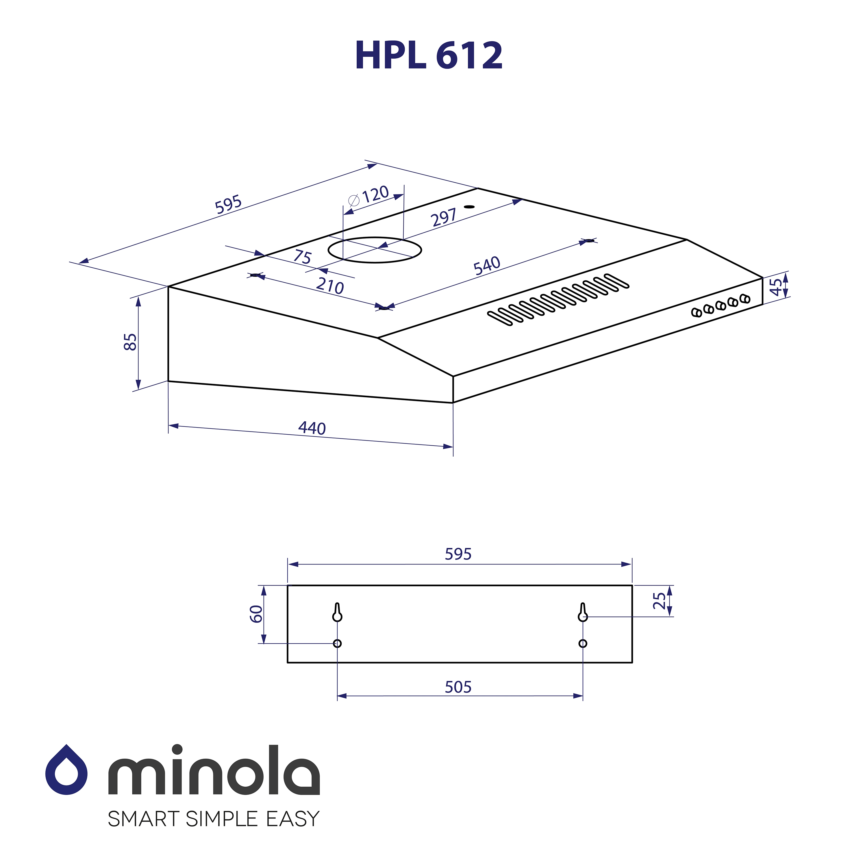 Minola HPL 612 BL Габаритные размеры