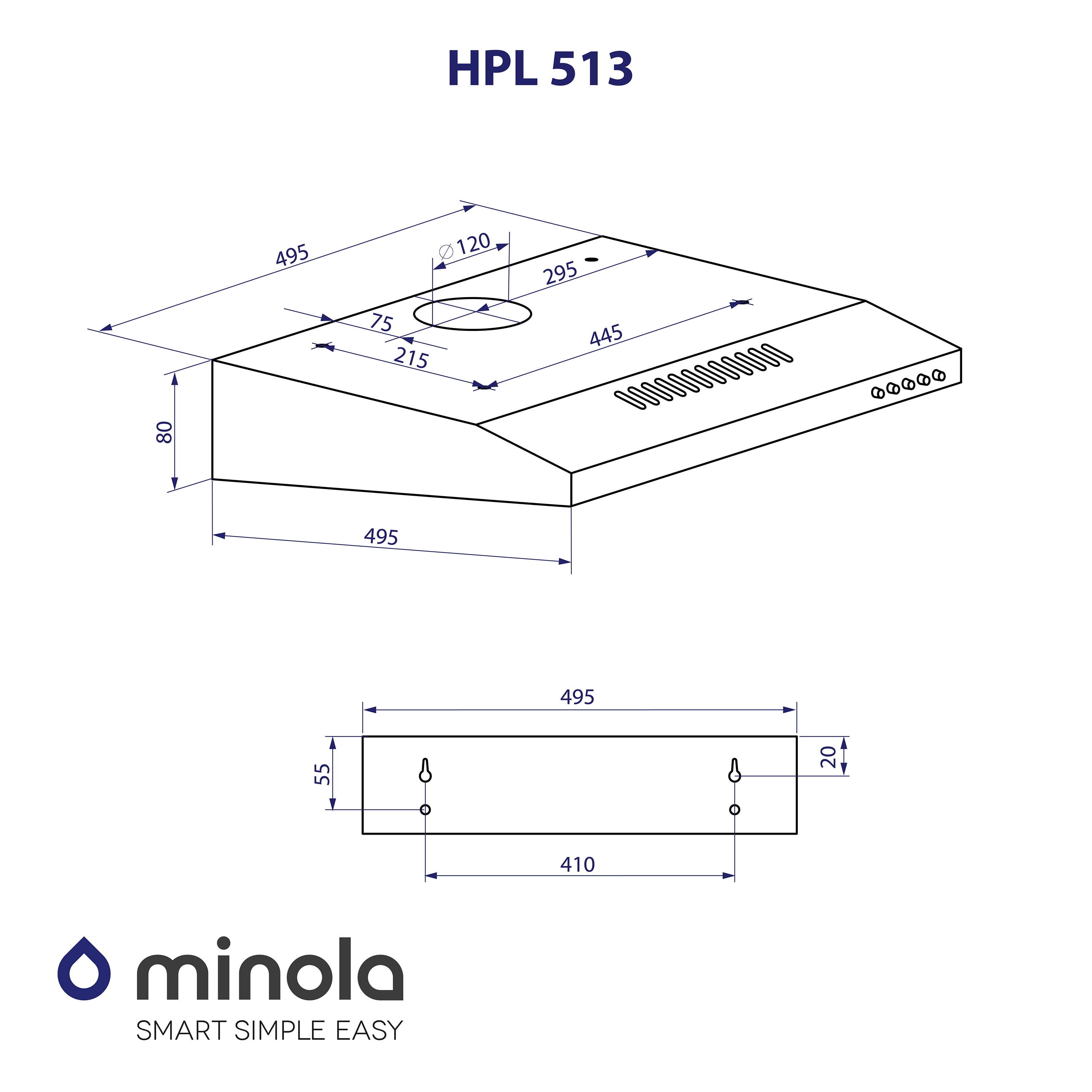 Minola HPL 513 BR Габаритні розміри