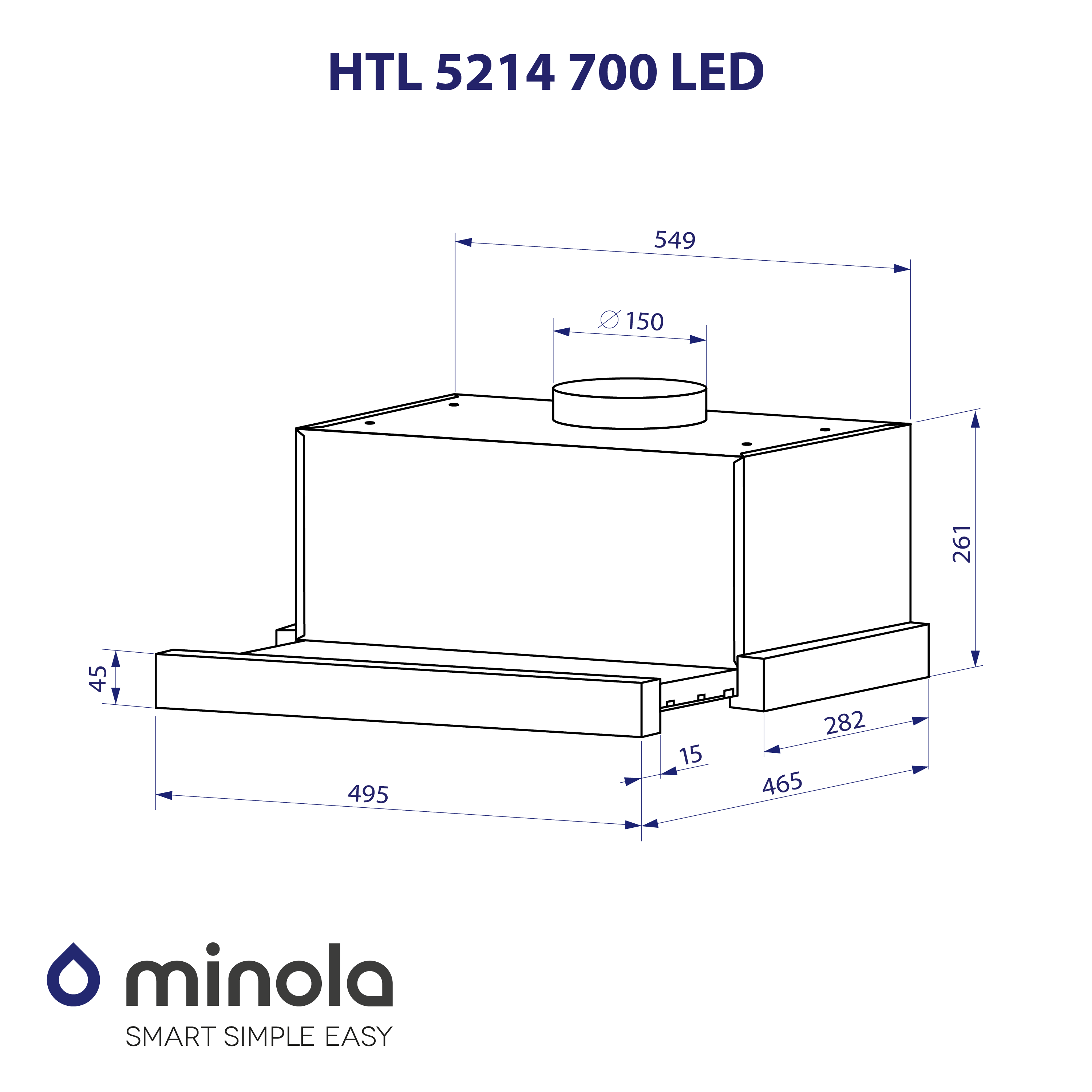 Minola HTL 5214 BL 700 LED Габаритні розміри