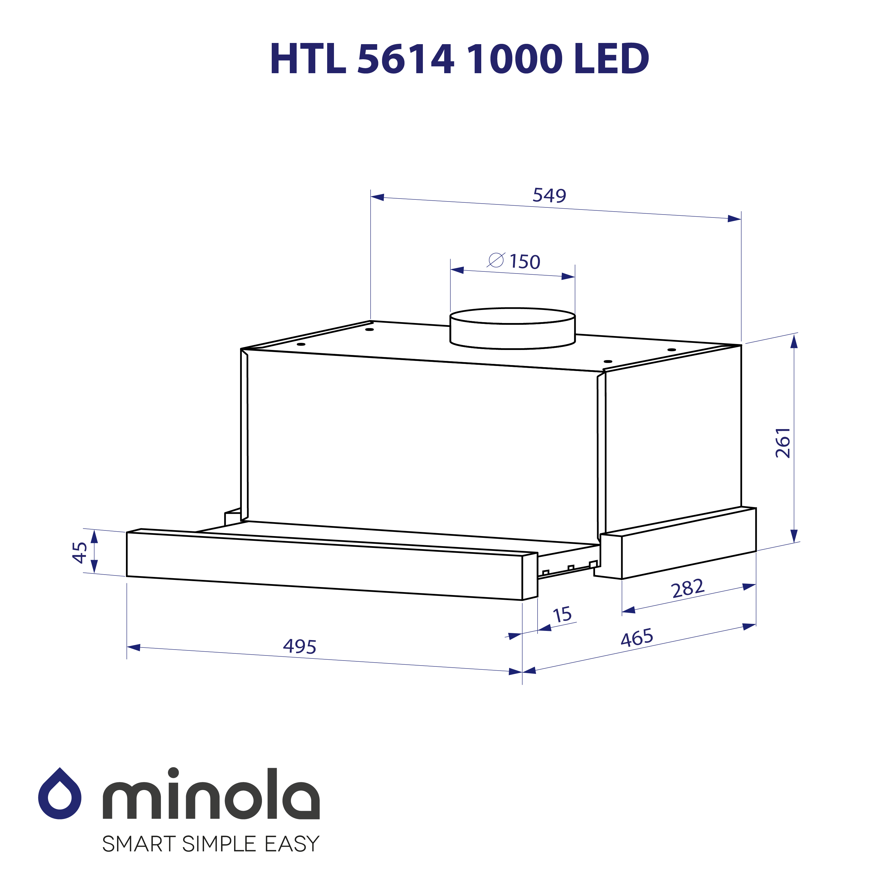 Minola HTL 5614 WH 1000 LED Габаритные размеры