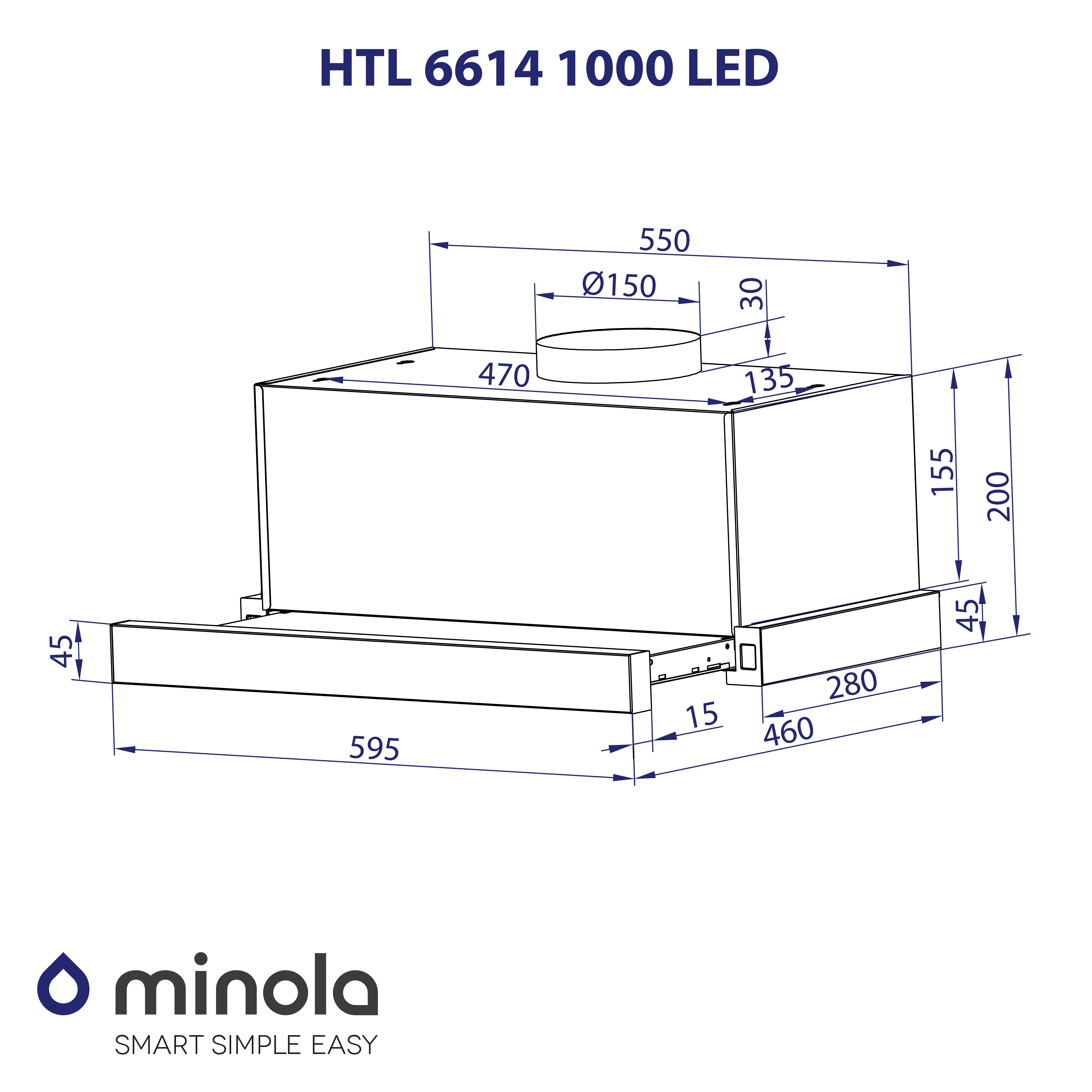 Minola HTL 6614 BLF 1000 LED Габаритные размеры