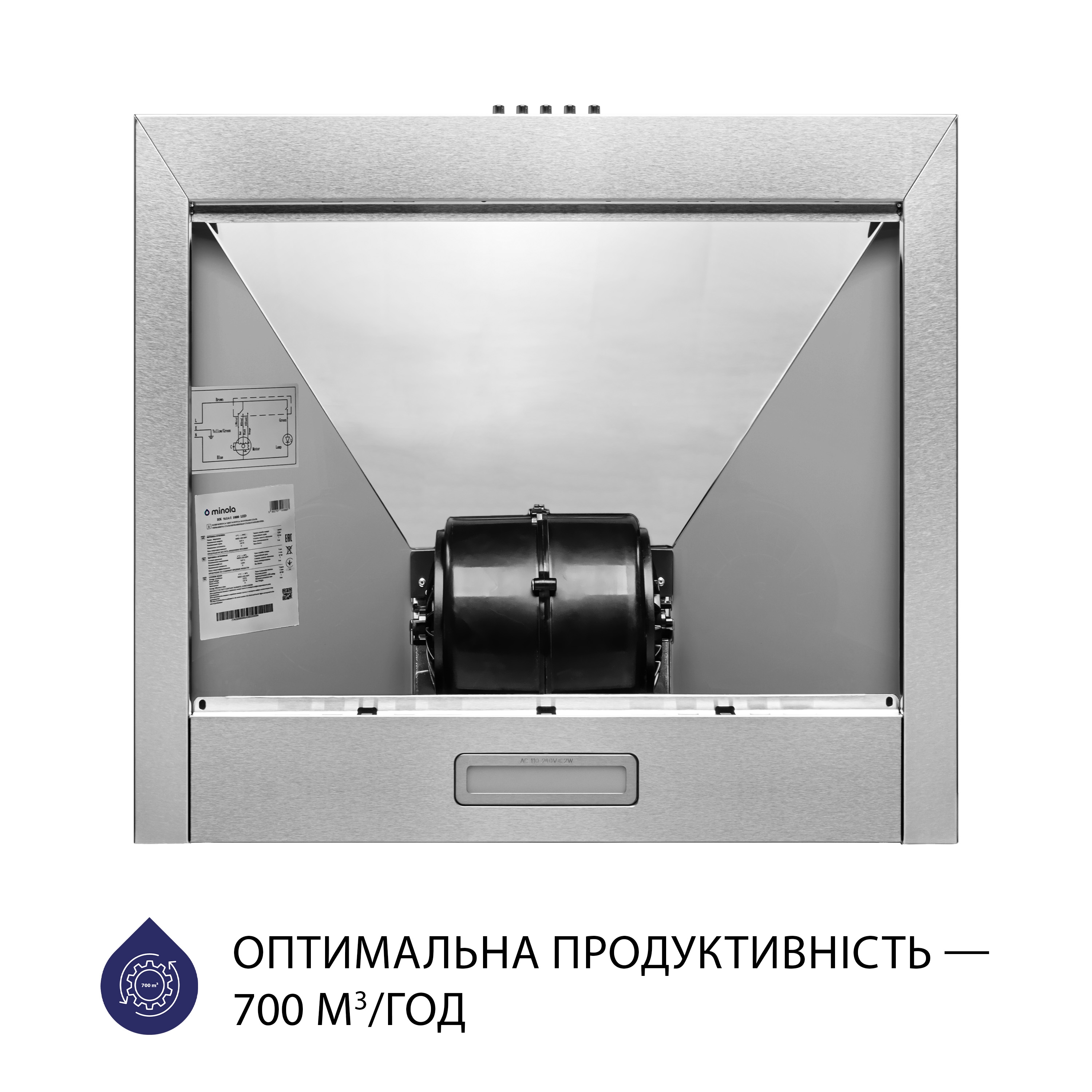 Витяжка кухонна купольна Minola HK 5214 I 700 LED інструкція - зображення 6
