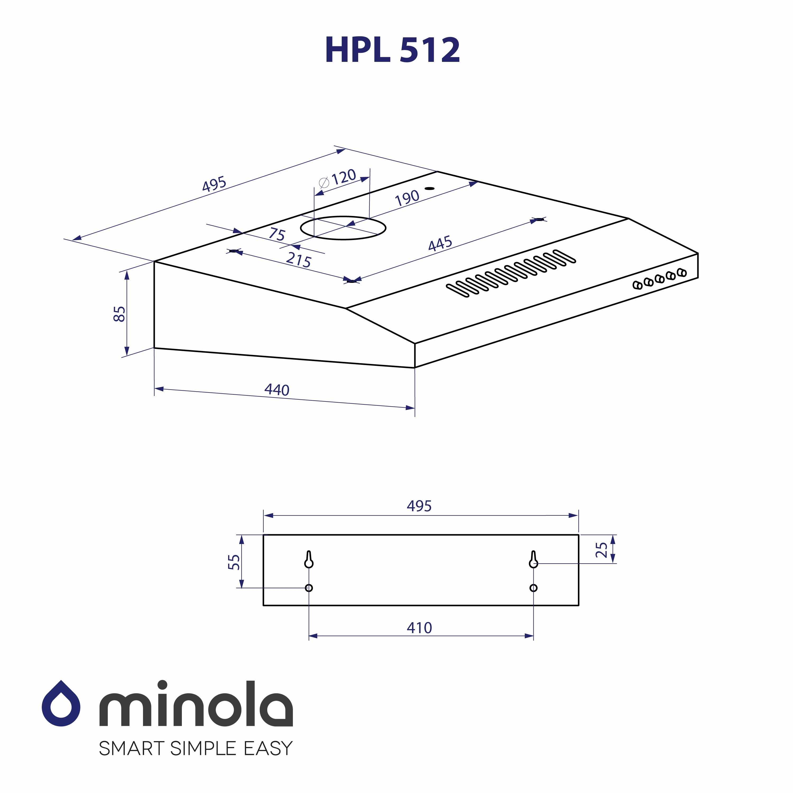 Minola HPL 512 BR Габаритні розміри