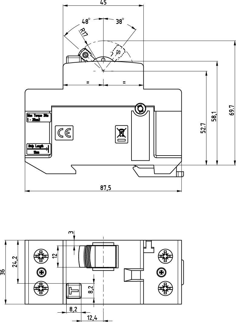 ETI EFI-P2 AC 40/0.3 Габаритні розміри