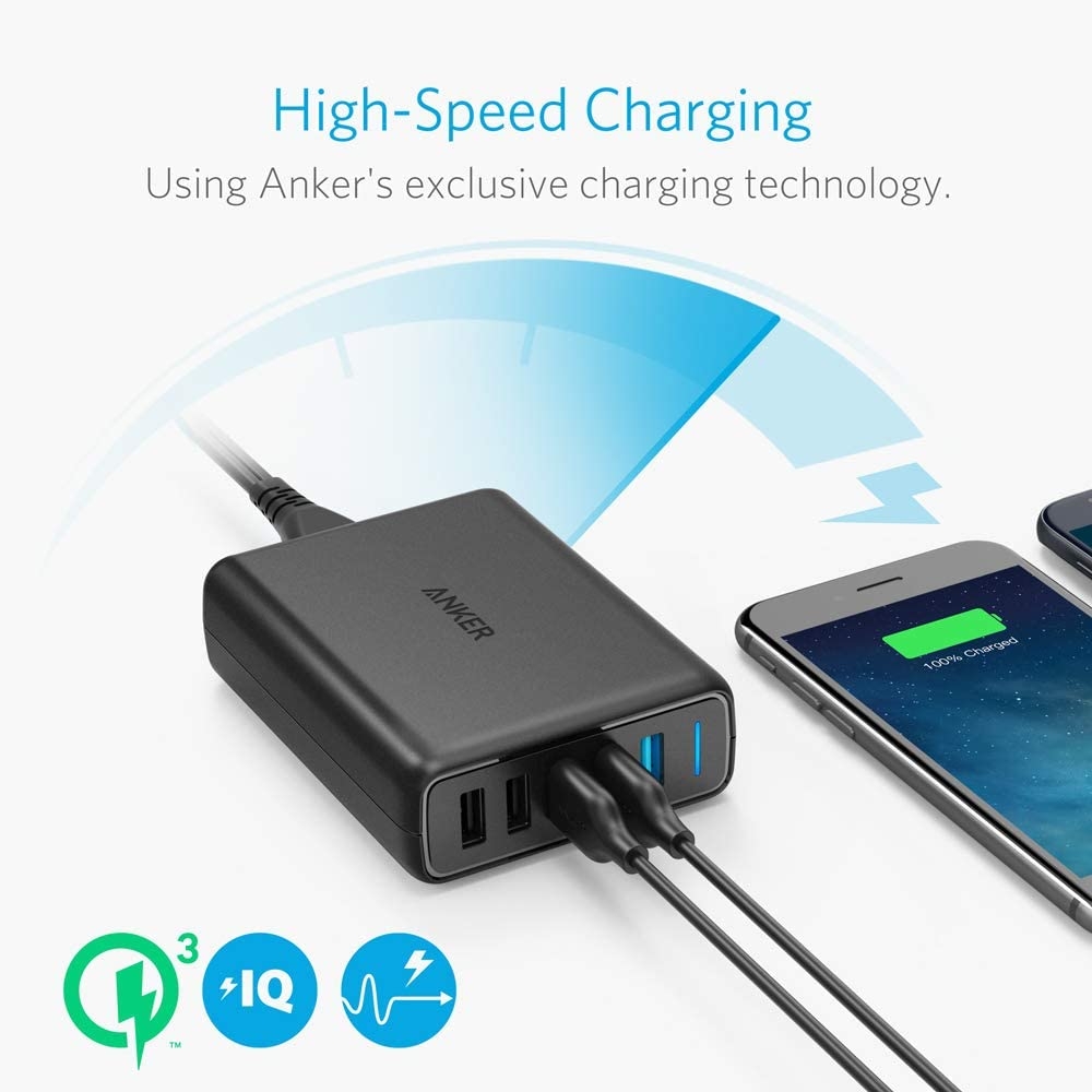 Мережевий зарядний пристрій Anker PowerPort 5 with dual QC 3.0&Power IQ V3 Black (A2054L11) ціна 1999 грн - фотографія 2