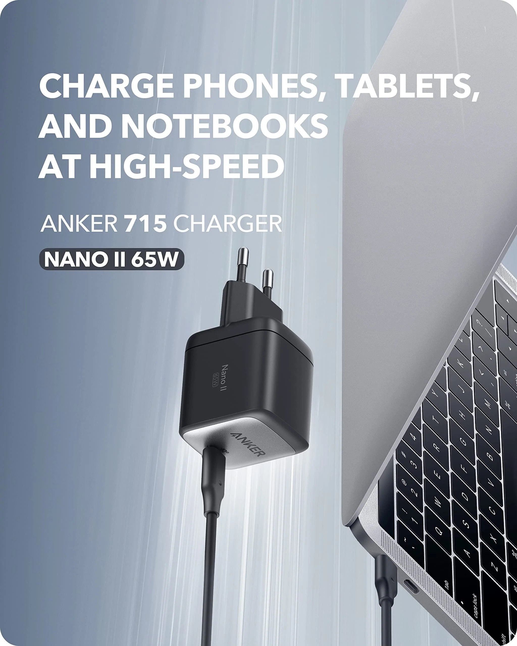 Мережевий зарядний пристрій Anker PowerPort 715 Nano II - 65 W USB-C GaN (A2663G11) ціна 1999 грн - фотографія 2
