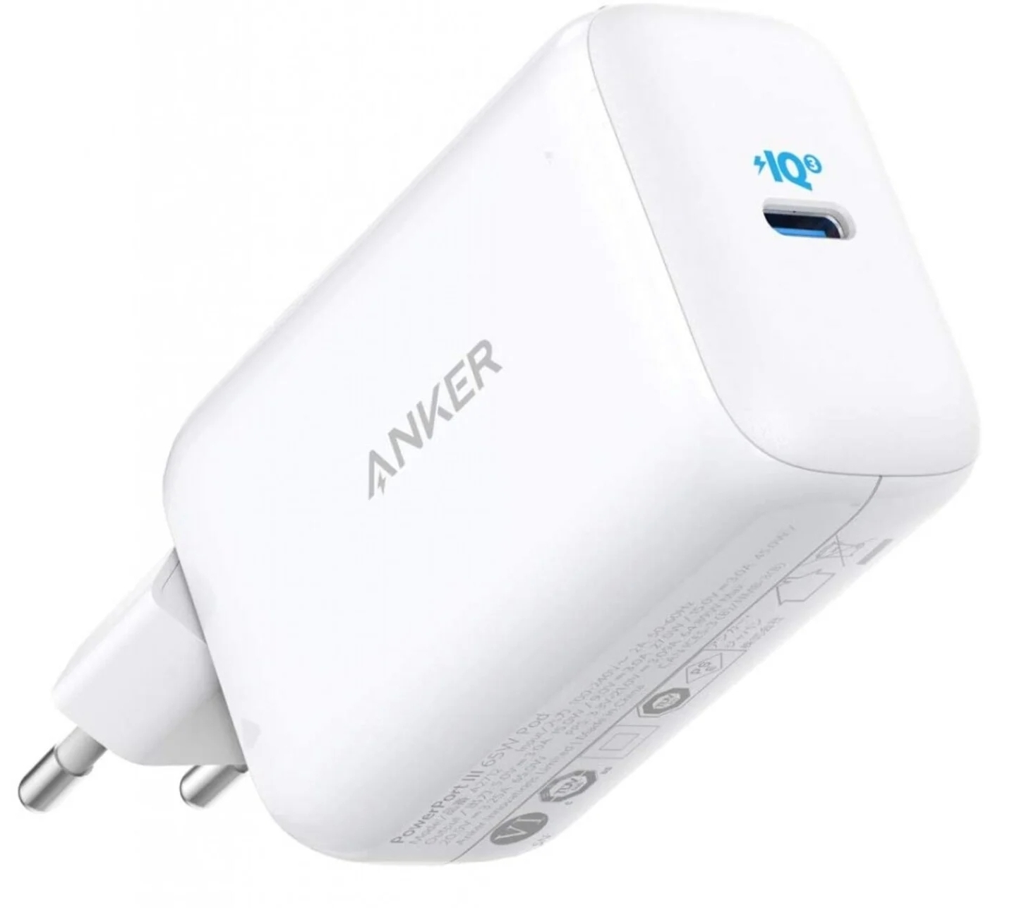 Сетевое зарядное устройство Anker PowerPort III - 65 W Pod PPS+GaN White (A2712H21)