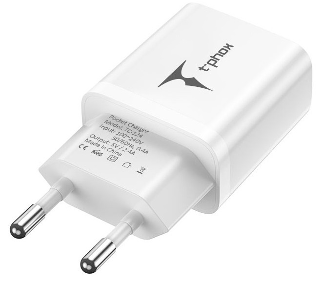 Мережевий зарядний пристрій T-phox TC-124 Pocket USB (White) ціна 179 грн - фотографія 2