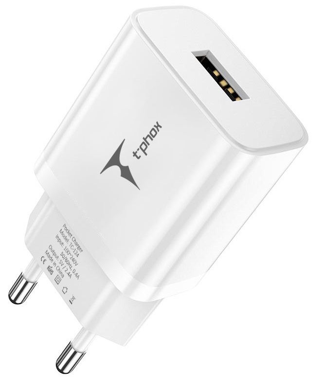 Мережевий зарядний пристрій T-phox TC-124 Pocket USB (White) в Полтаві