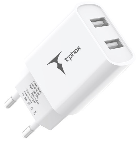Відгуки мережевий зарядний пристрій T-phox TC-224 Pocket Dual USB (White)