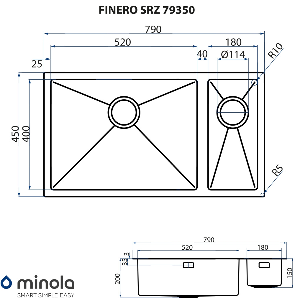 Minola FINERO SRZ 79350 Габаритные размеры