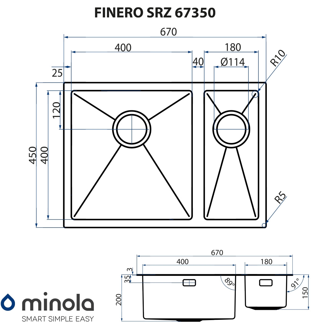 Minola FINERO SRZ 67350 Габаритные размеры
