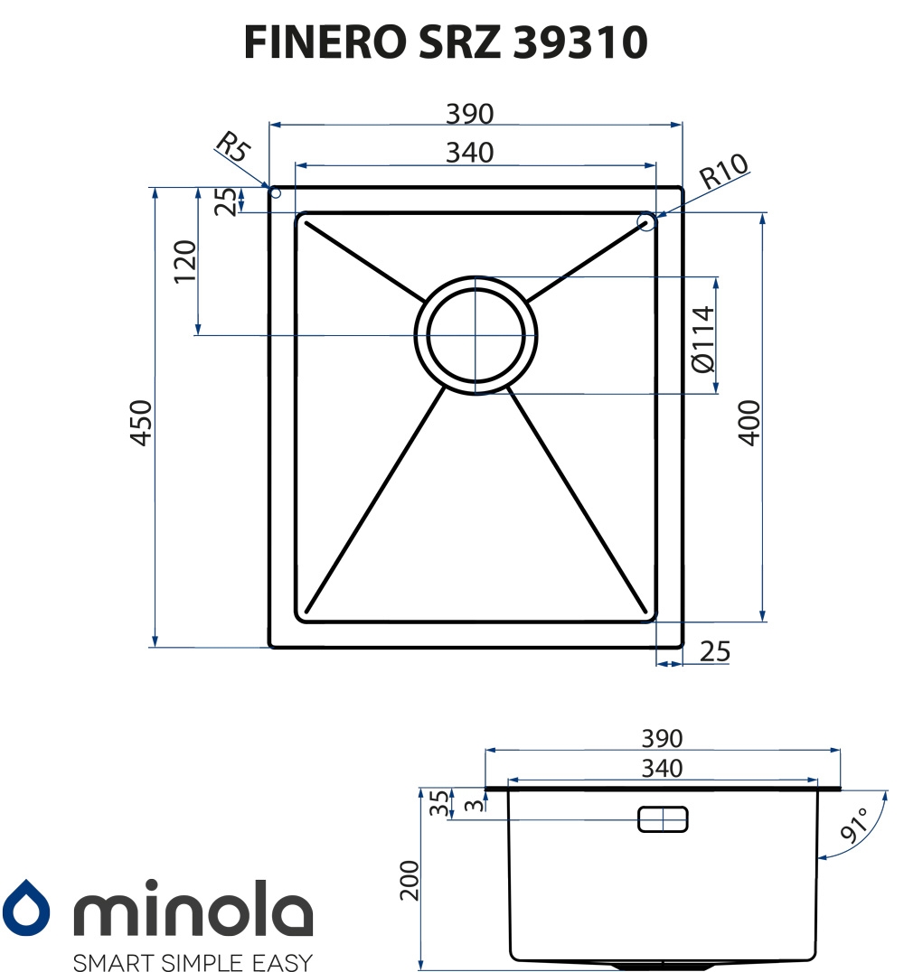 Minola FINERO SRZ 39310 Габаритні розміри