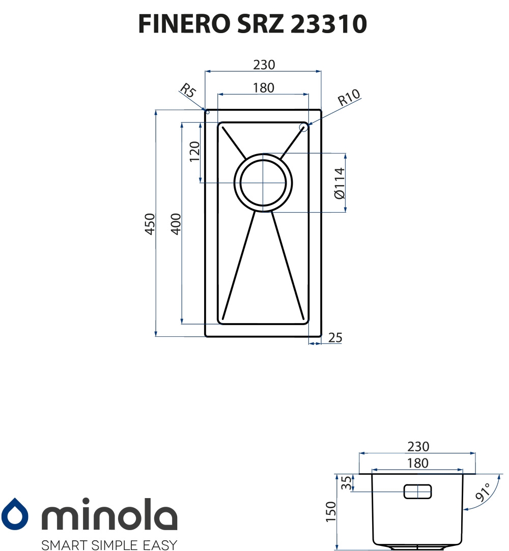 Minola FINERO SRZ 23310 Габаритні розміри