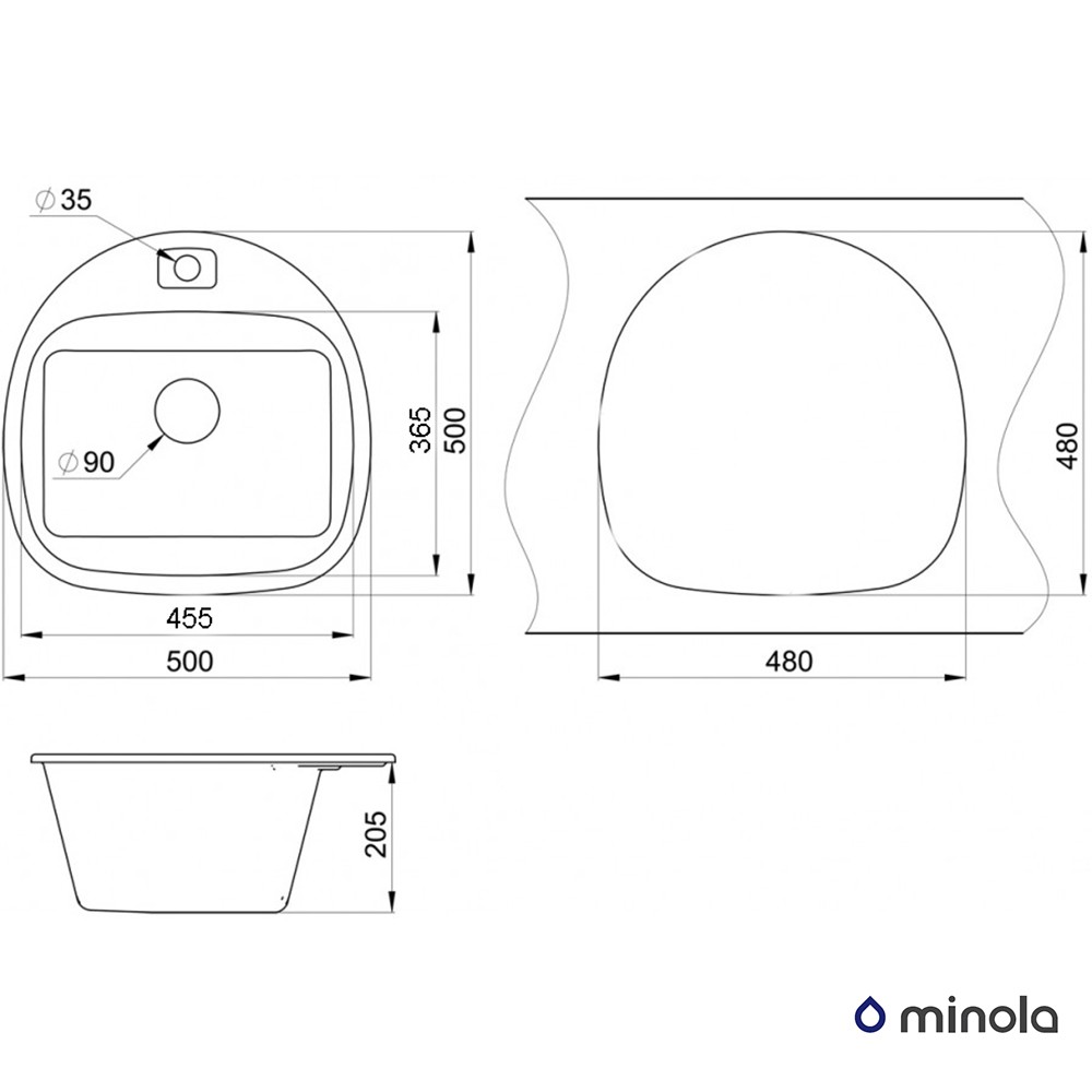 Minola MRG 1050-50 Графит Габаритные размеры