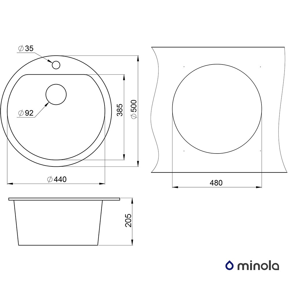 Minola MRG 1045-50 Антик Габаритные размеры