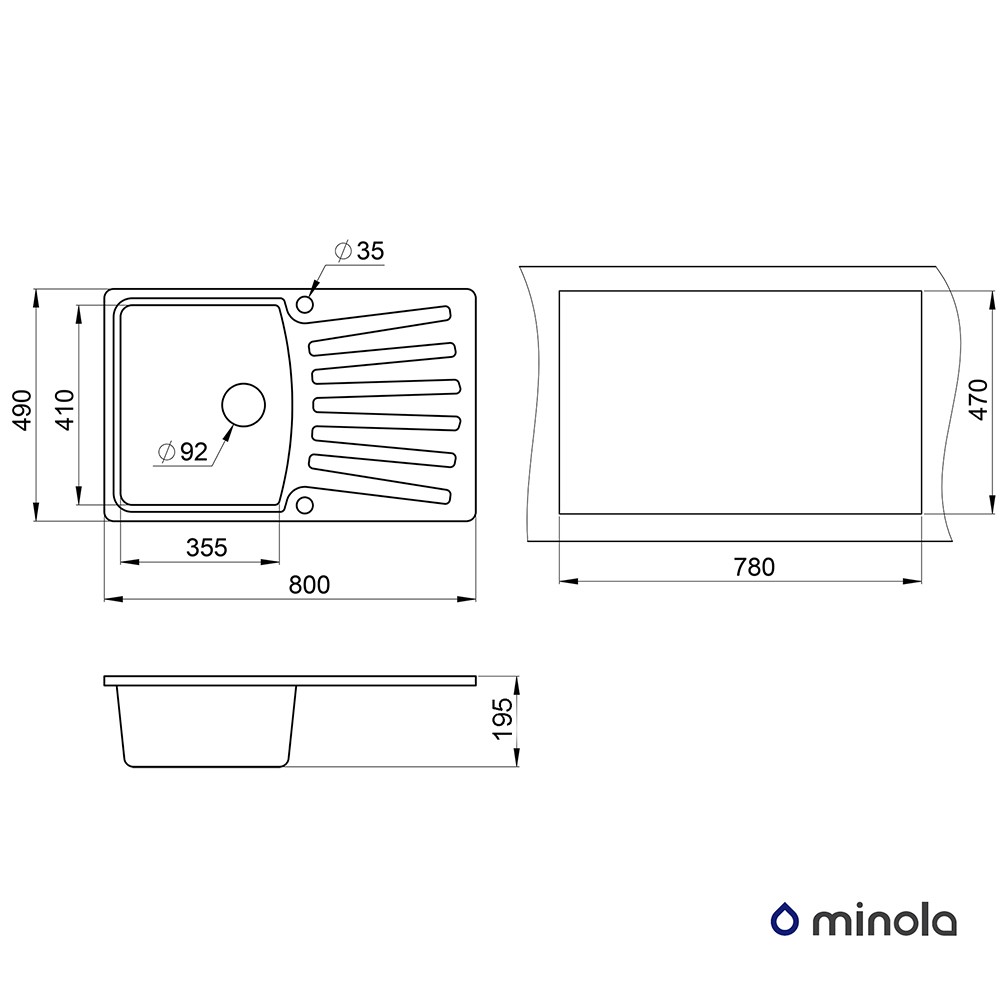 Minola MPG 1150-80 Еспрессо Габаритні розміри