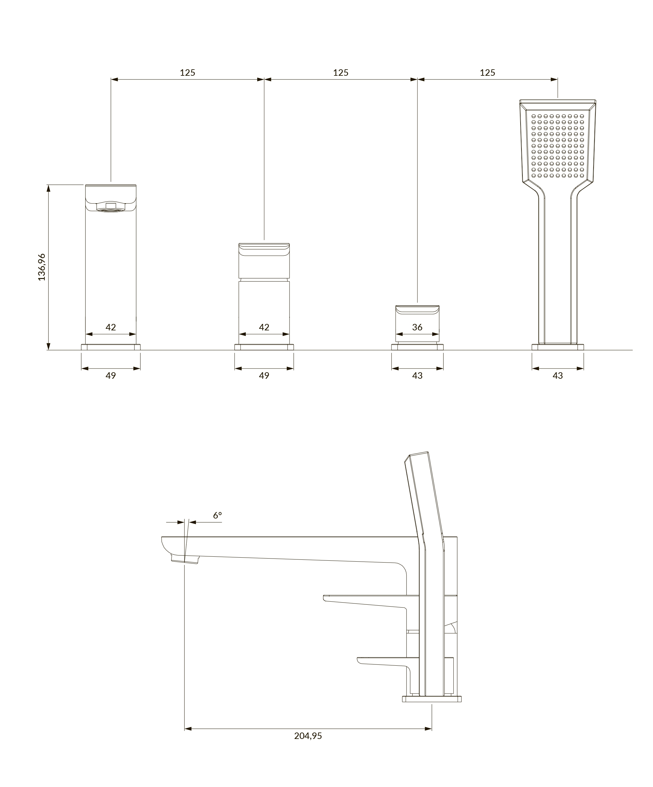 Omnires Parma Chrome PM7432CR Габаритные размеры