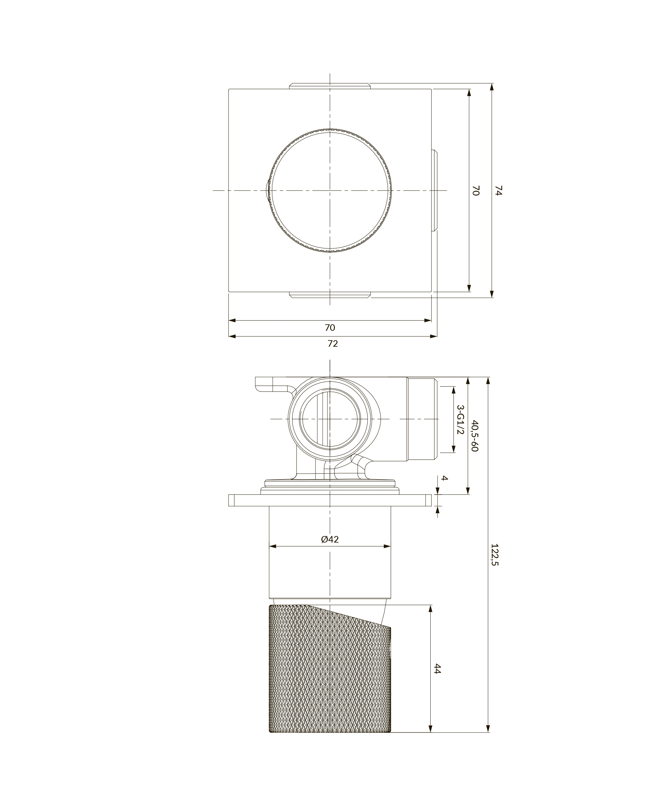 Omnires Contour Chrome CT8045CR Габаритные размеры