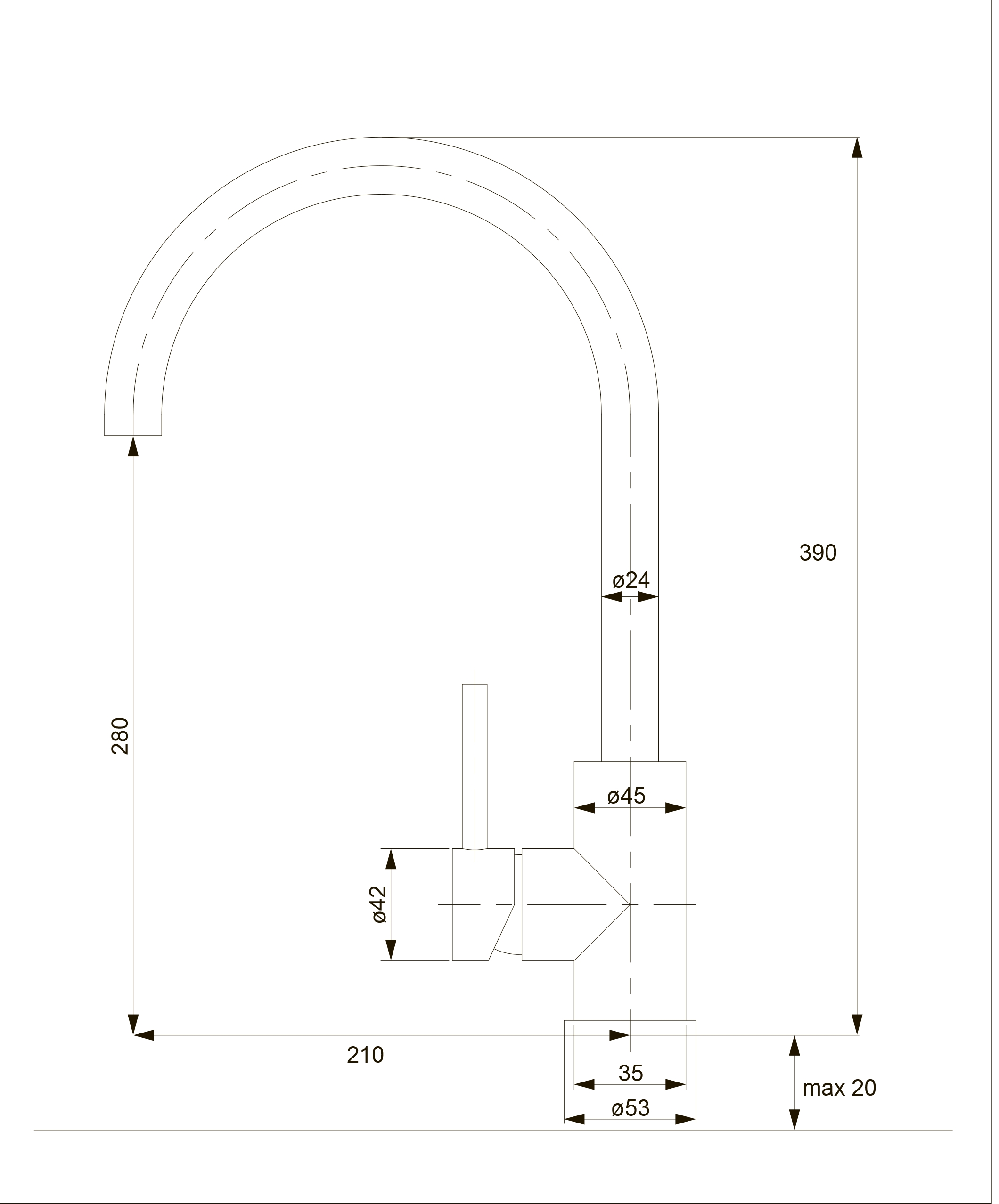 Omnires Albany Inox AB1450IN Габаритні розміри