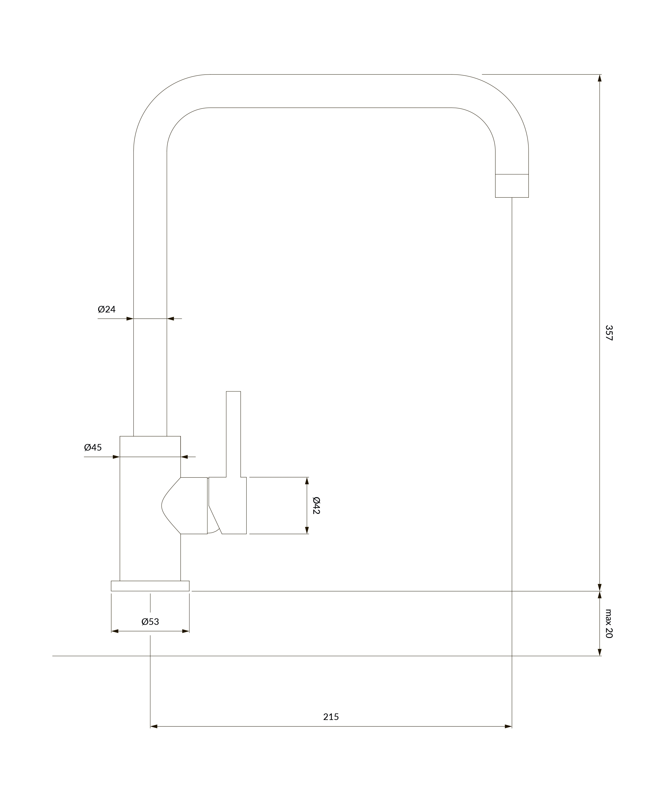 Omnires Albany Inox AB1451IN Габаритные размеры