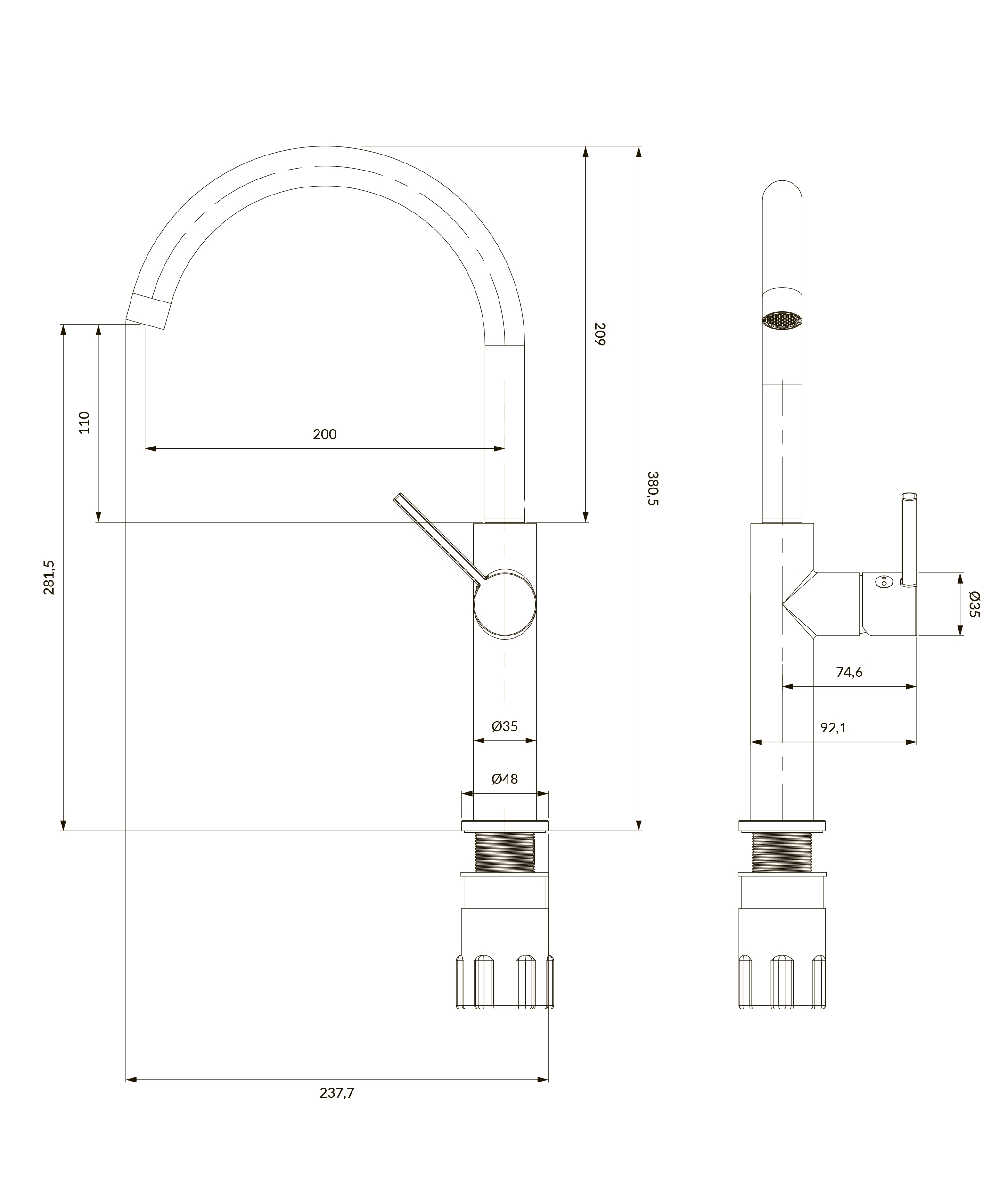 Omnires Tula Gold TL6050GL Габаритні розміри