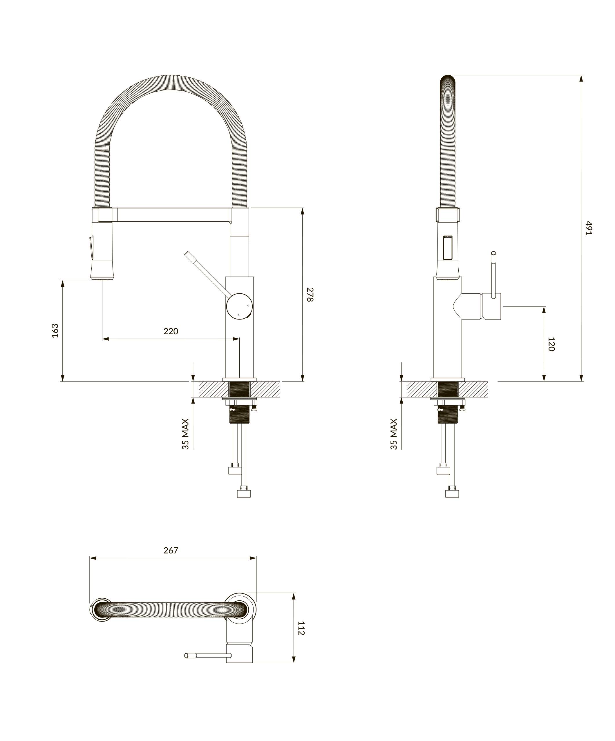 Omnires X3 Chrome X3CR Габаритні розміри