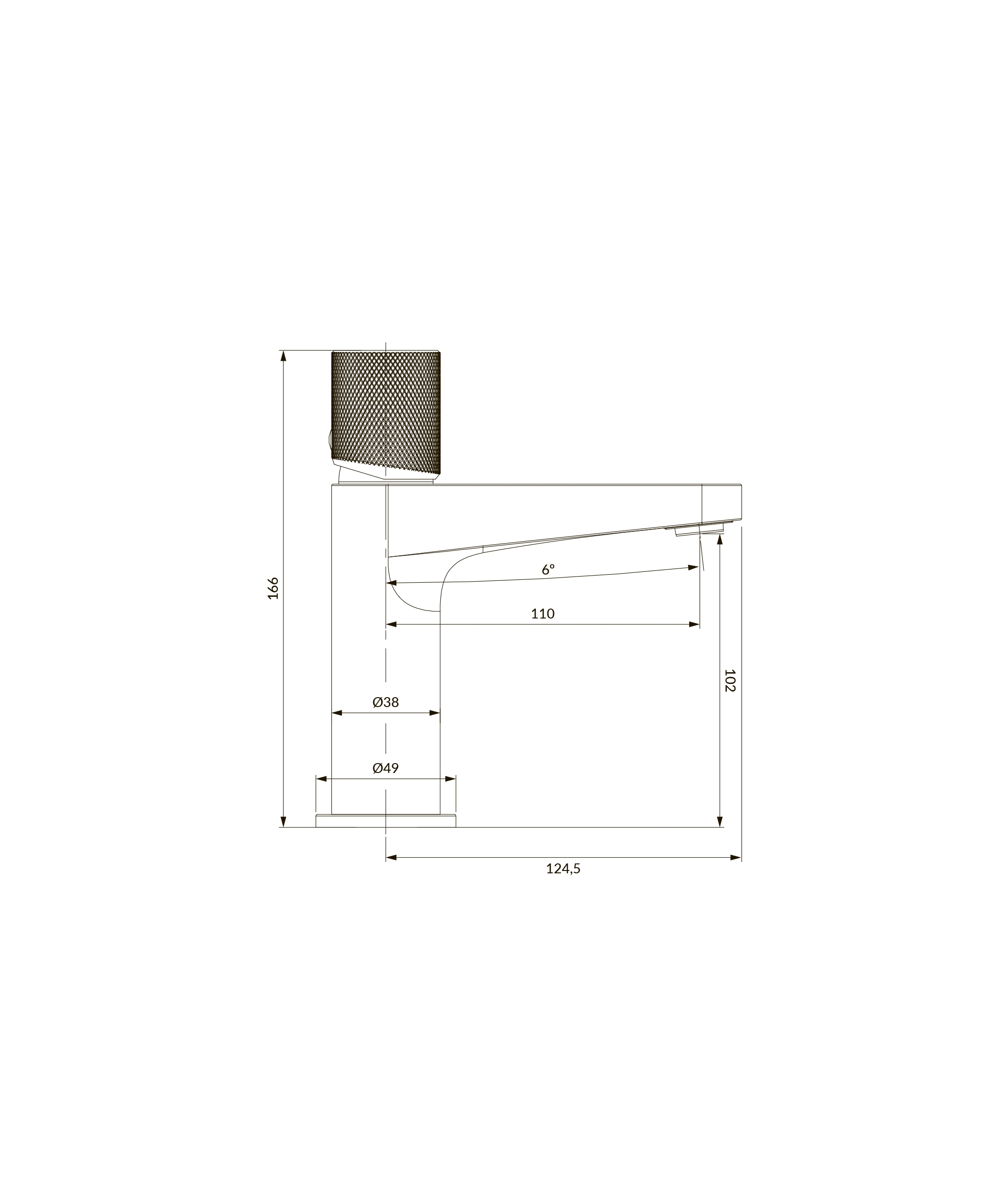 Omnires Contour Gold CT8010GLB Габаритные размеры