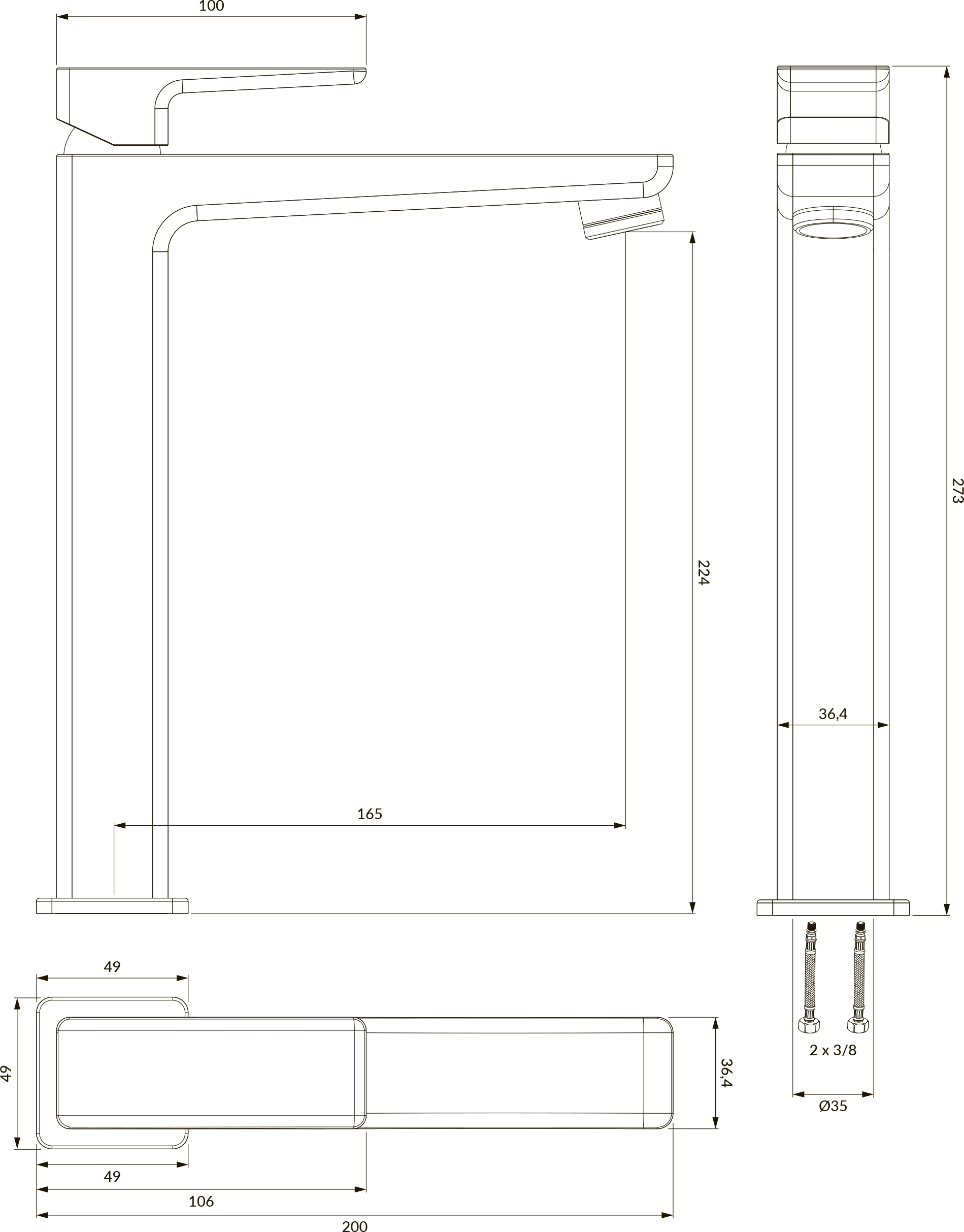 Omnires Parma Chrome PM7412CR Габаритні розміри