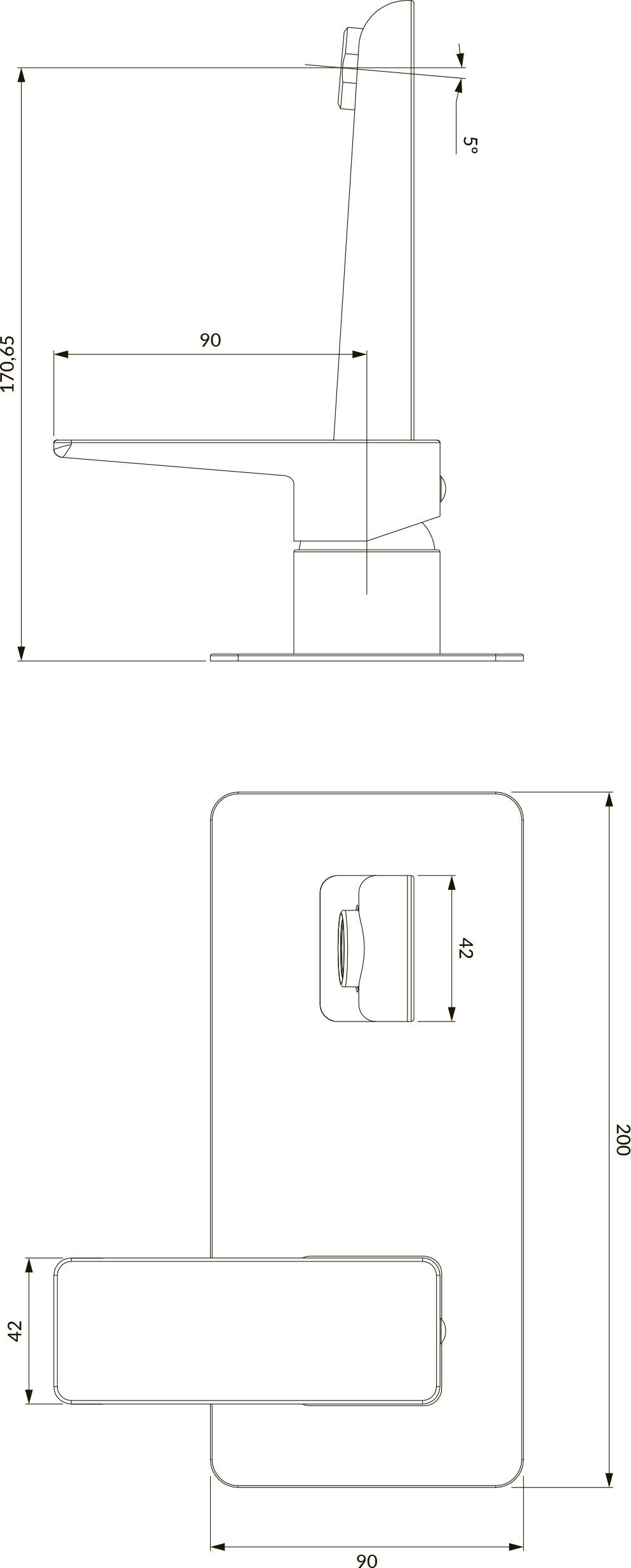 Omnires Parma Chrome/White PM7415CRB Габаритні розміри