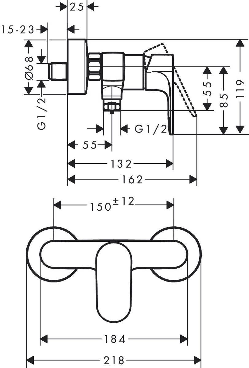 Hansgrohe Rebris S 72640000 Габаритні розміри