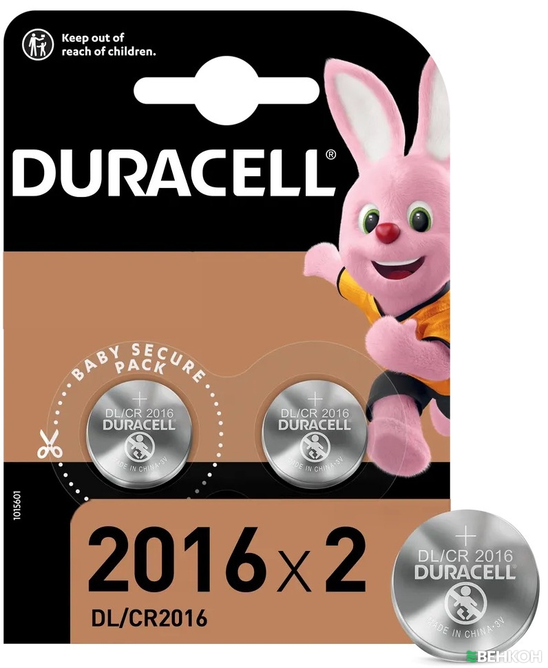 ≋ Батарейка Duracell 2016 3V (DL2016/CR2016) 2 шт. (5000394045736 ...