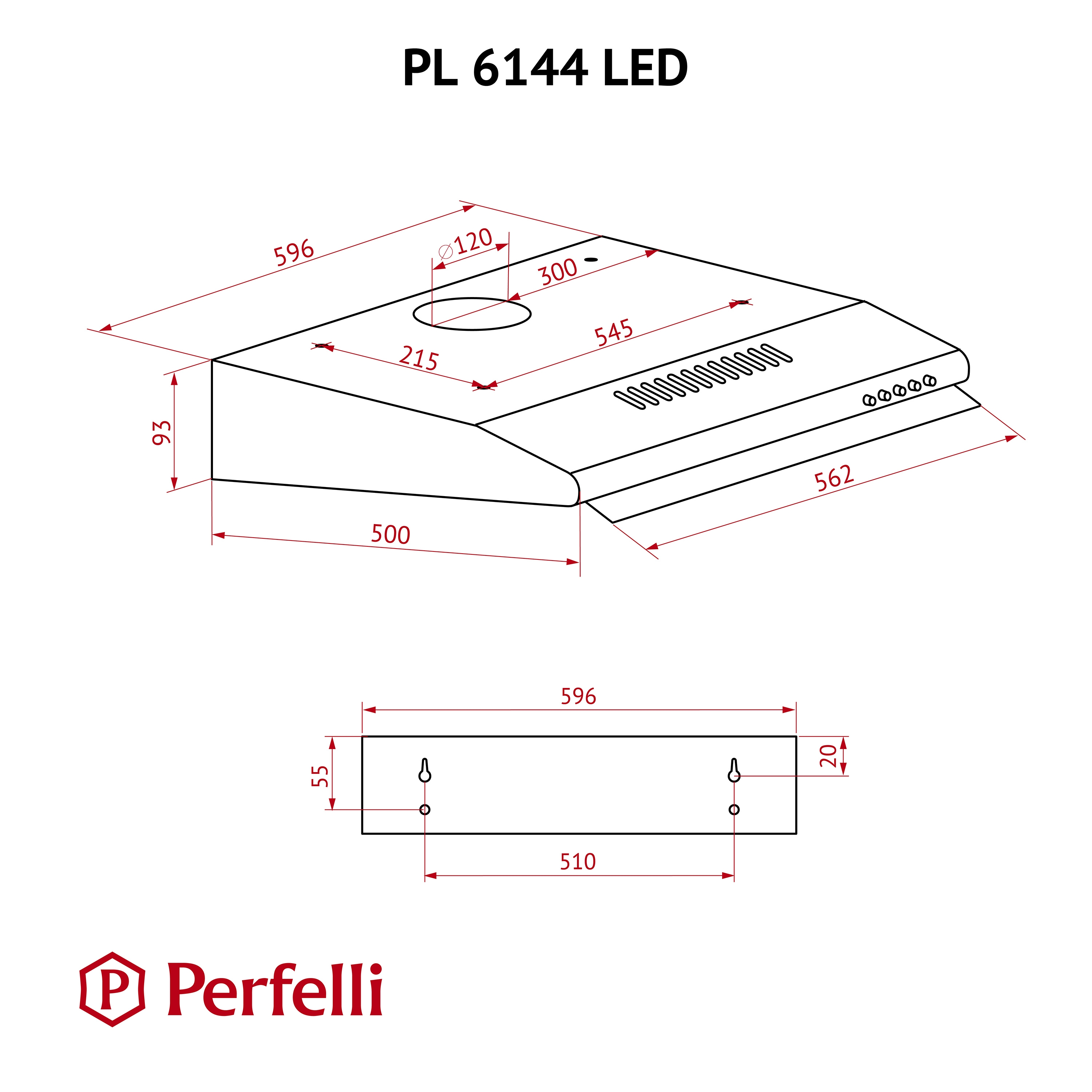 Perfelli PL 6144 Dark BR LED Габаритні розміри